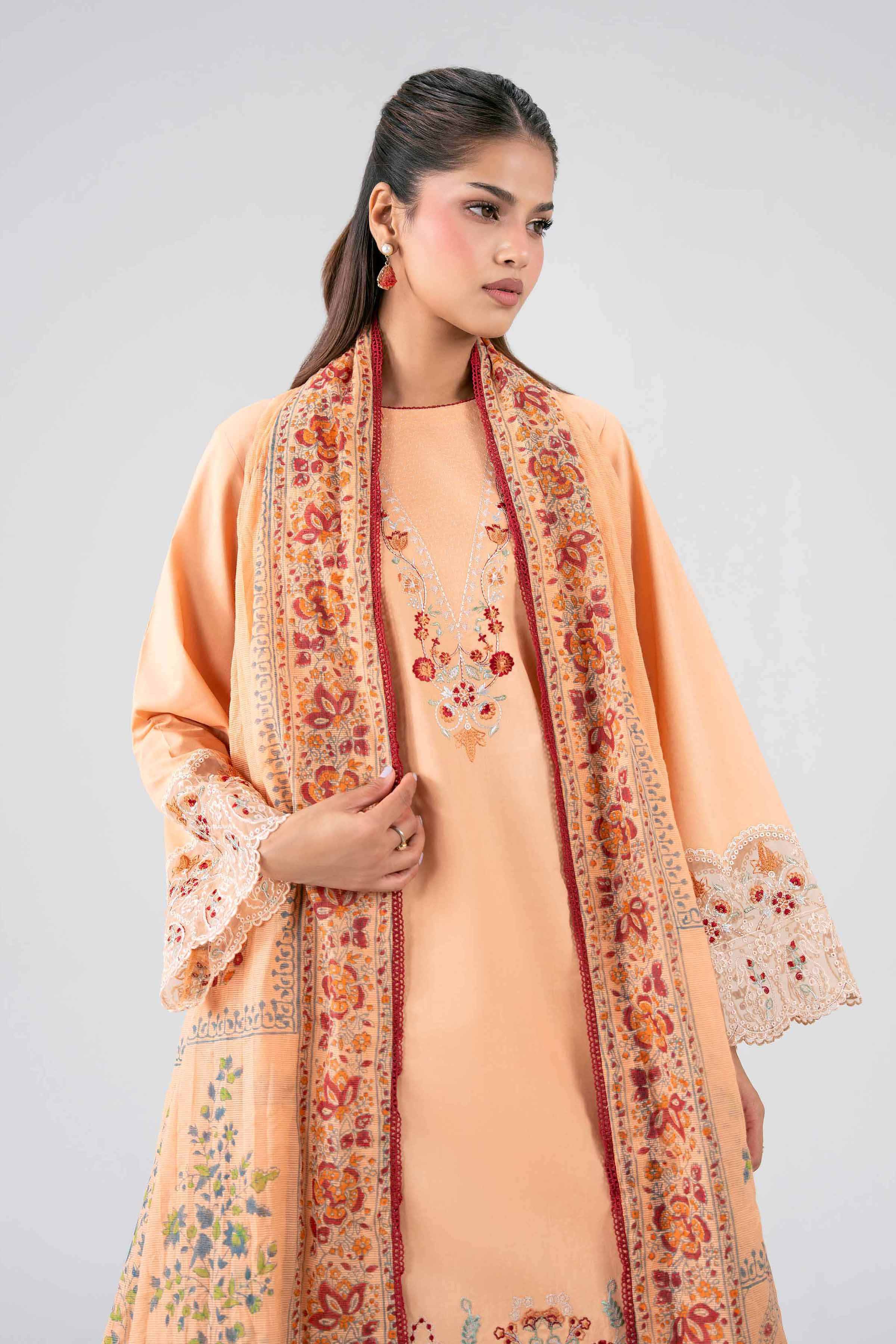3 Piece - Printed Embroidered Suit - 42602248