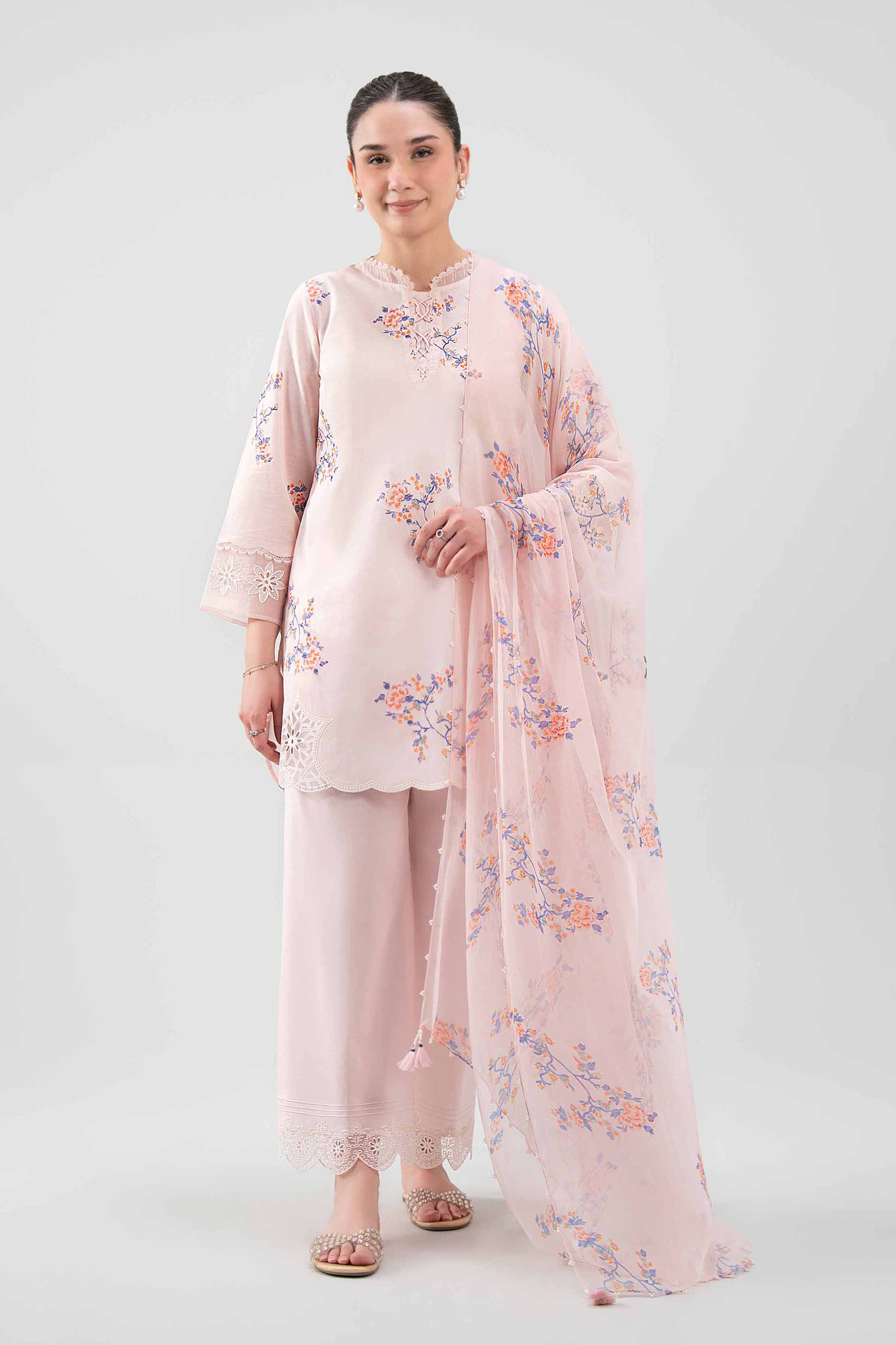 3 Piece - Digital Printed Embroidered Suit - 42619108