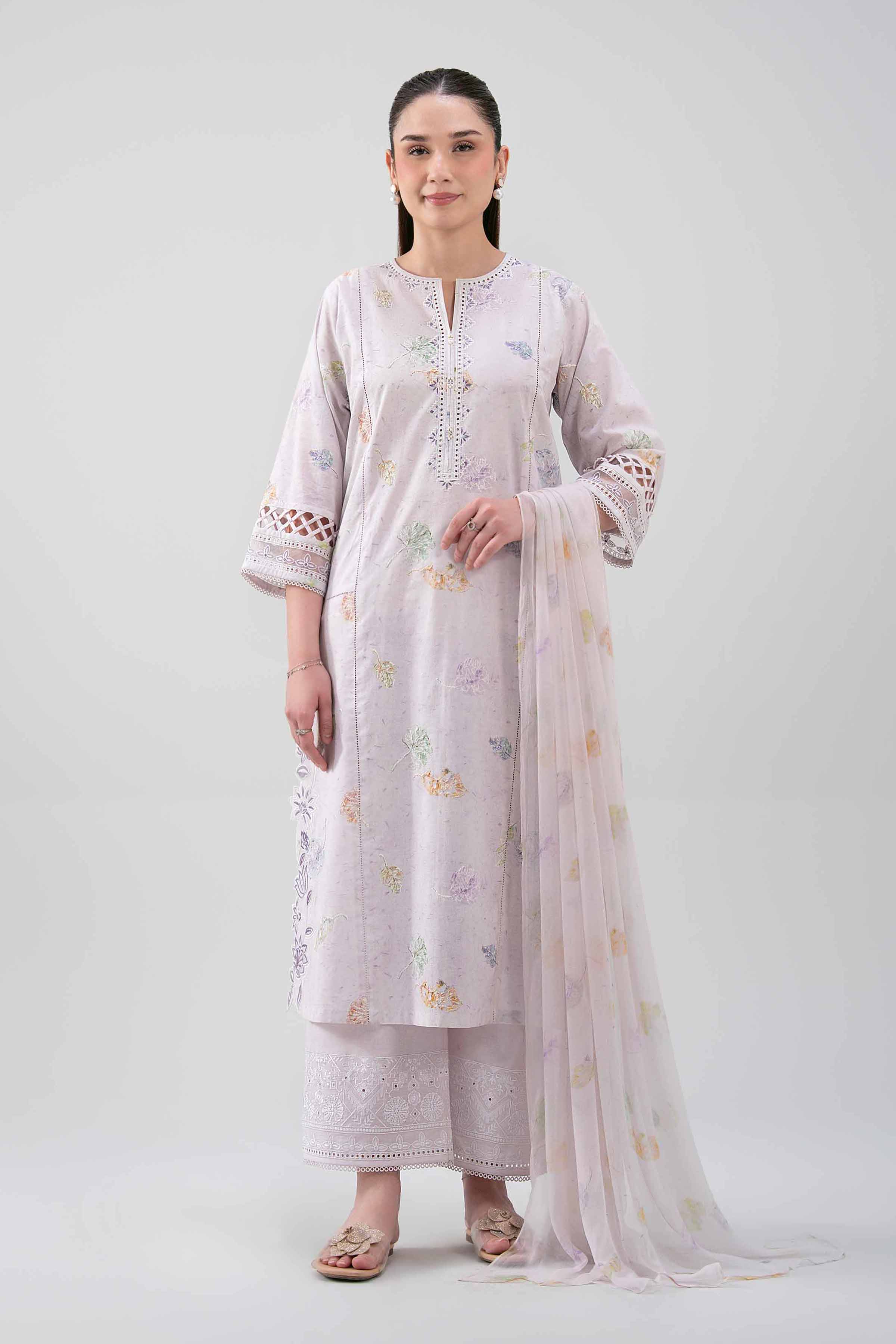 3 Piece - Digital Printed Embroidered Suit - 42619112