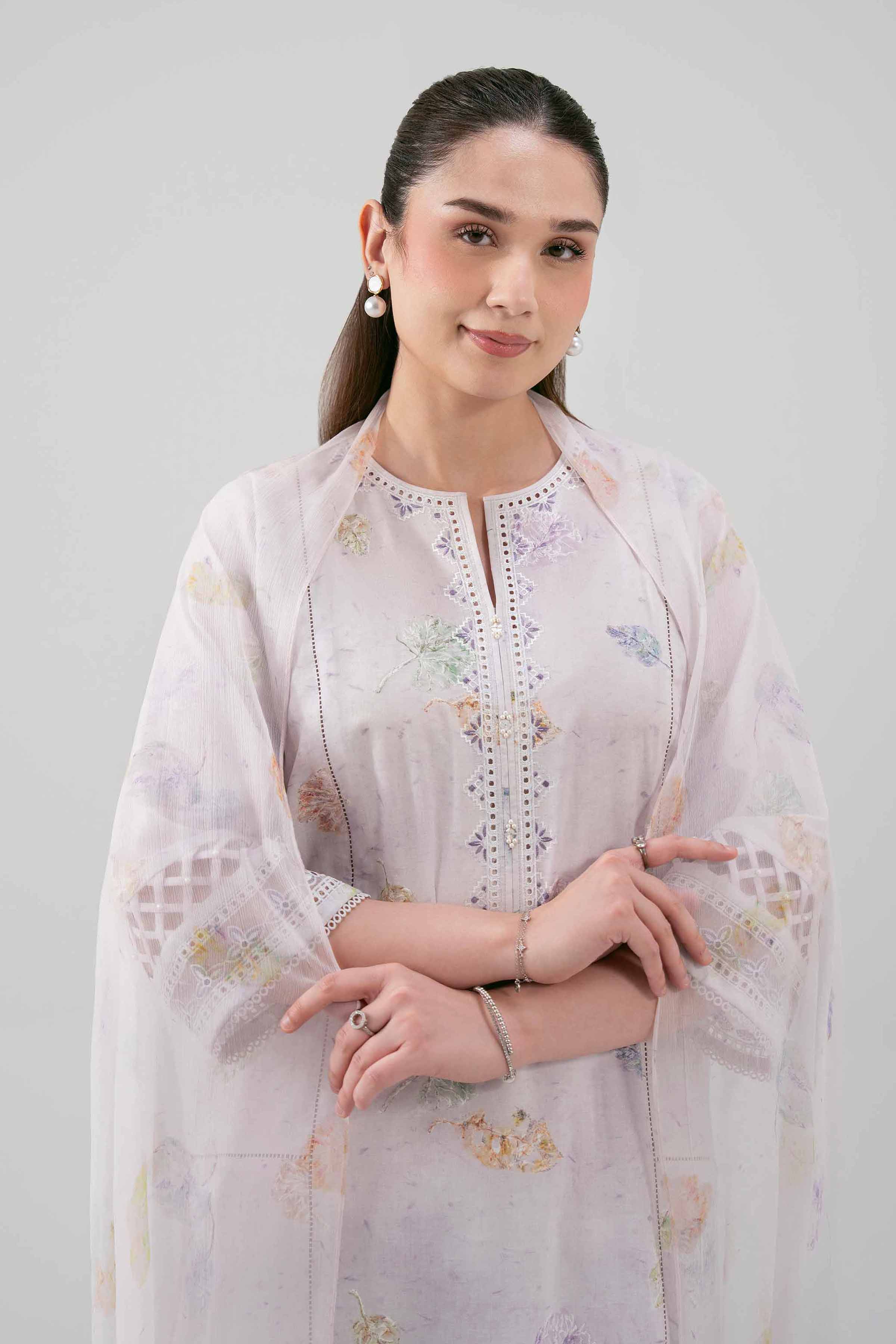3 Piece - Digital Printed Embroidered Suit - 42619112