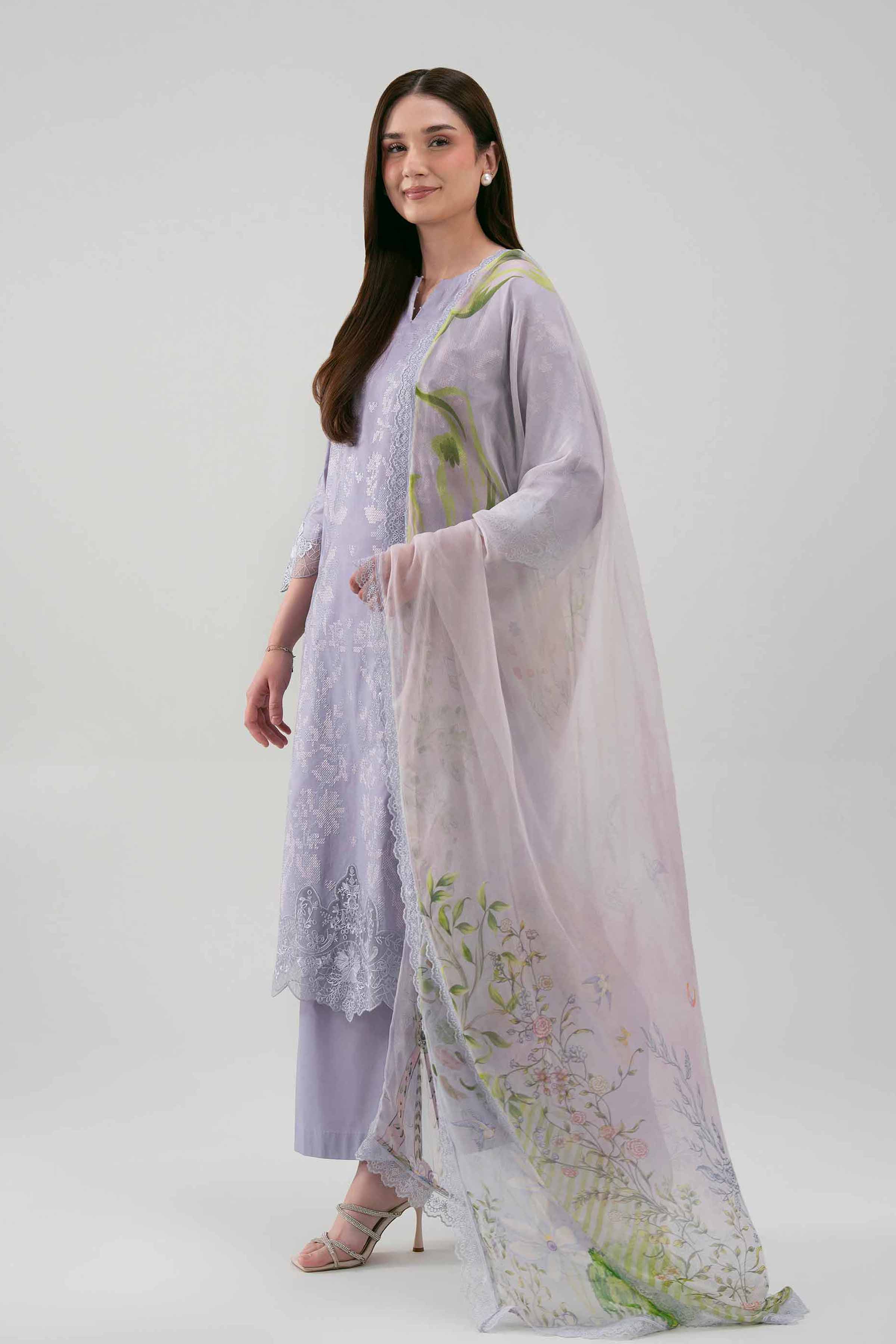 3 Piece - Digital Printed Embroidered Suit - 42619514