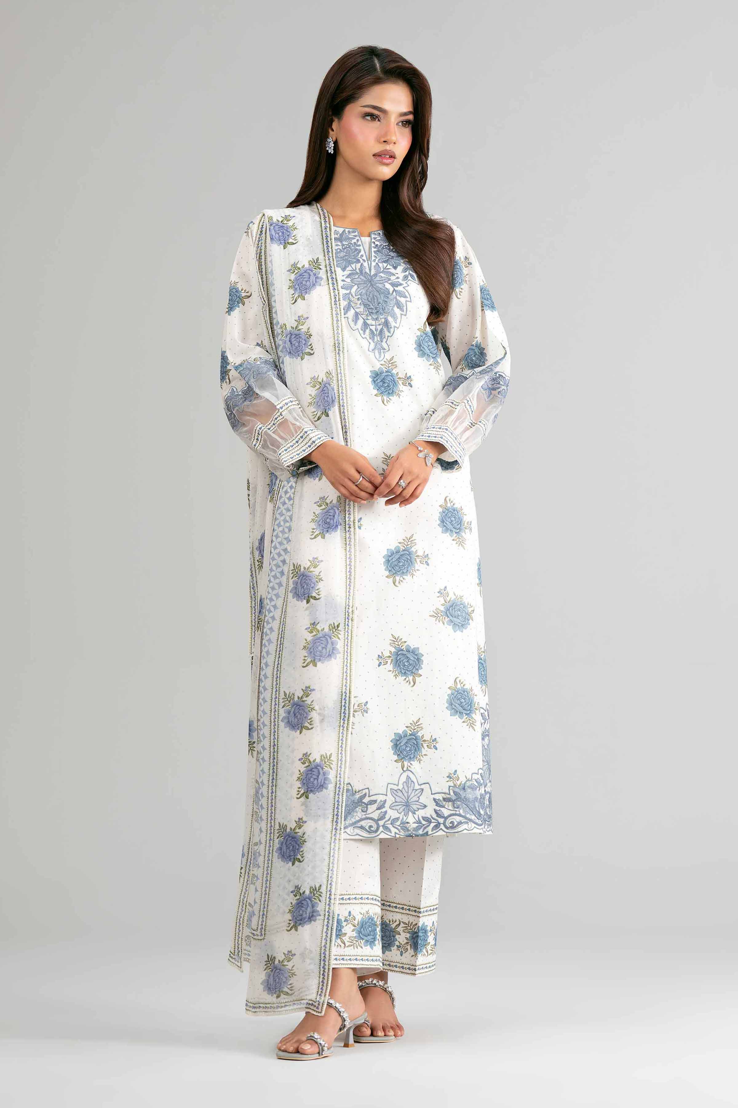 3 Piece - Digital Printed Embroidered Suit - 42619531