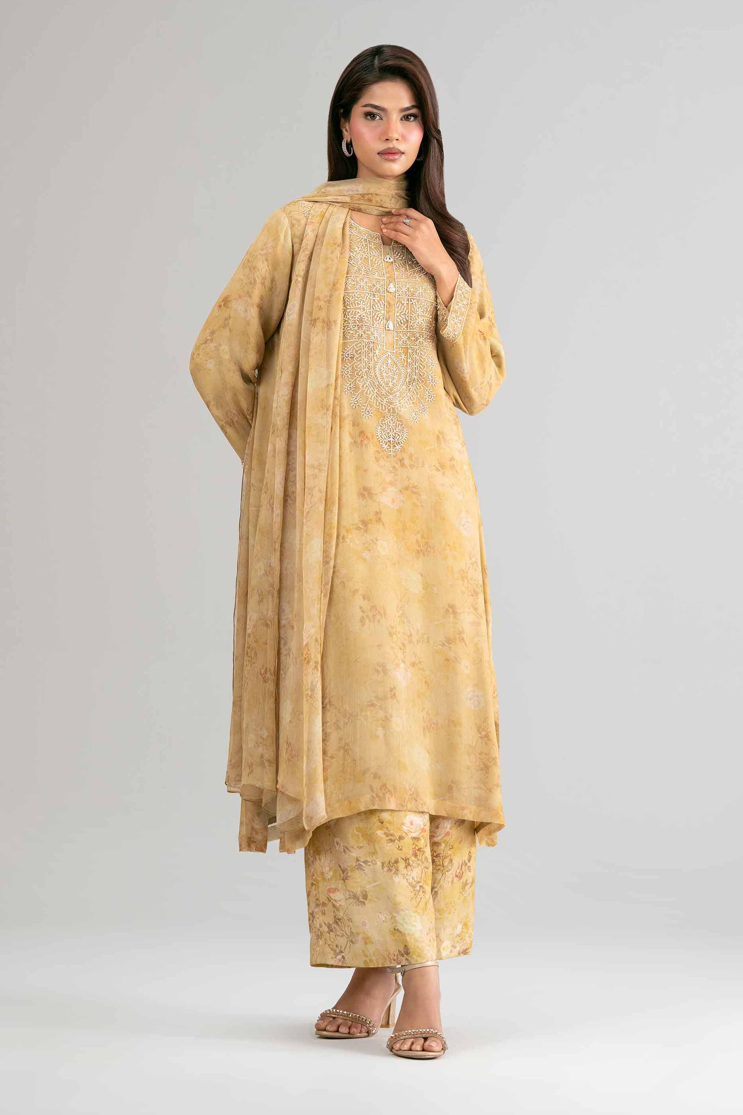 3 Piece - Digital Printed Embroidered Suit - 42619532