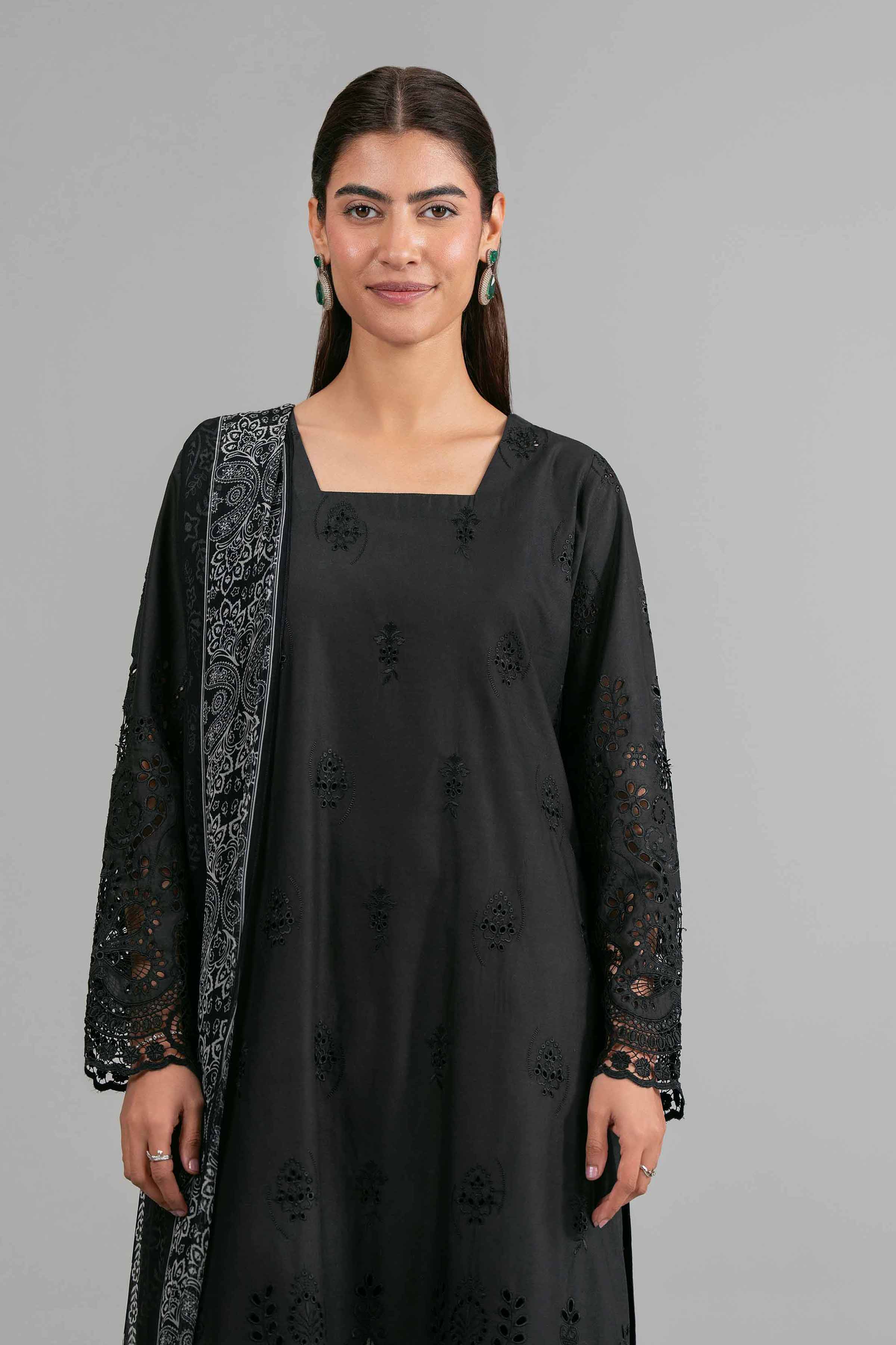 3 Piece - Printed Embroidered Suit - 42619945