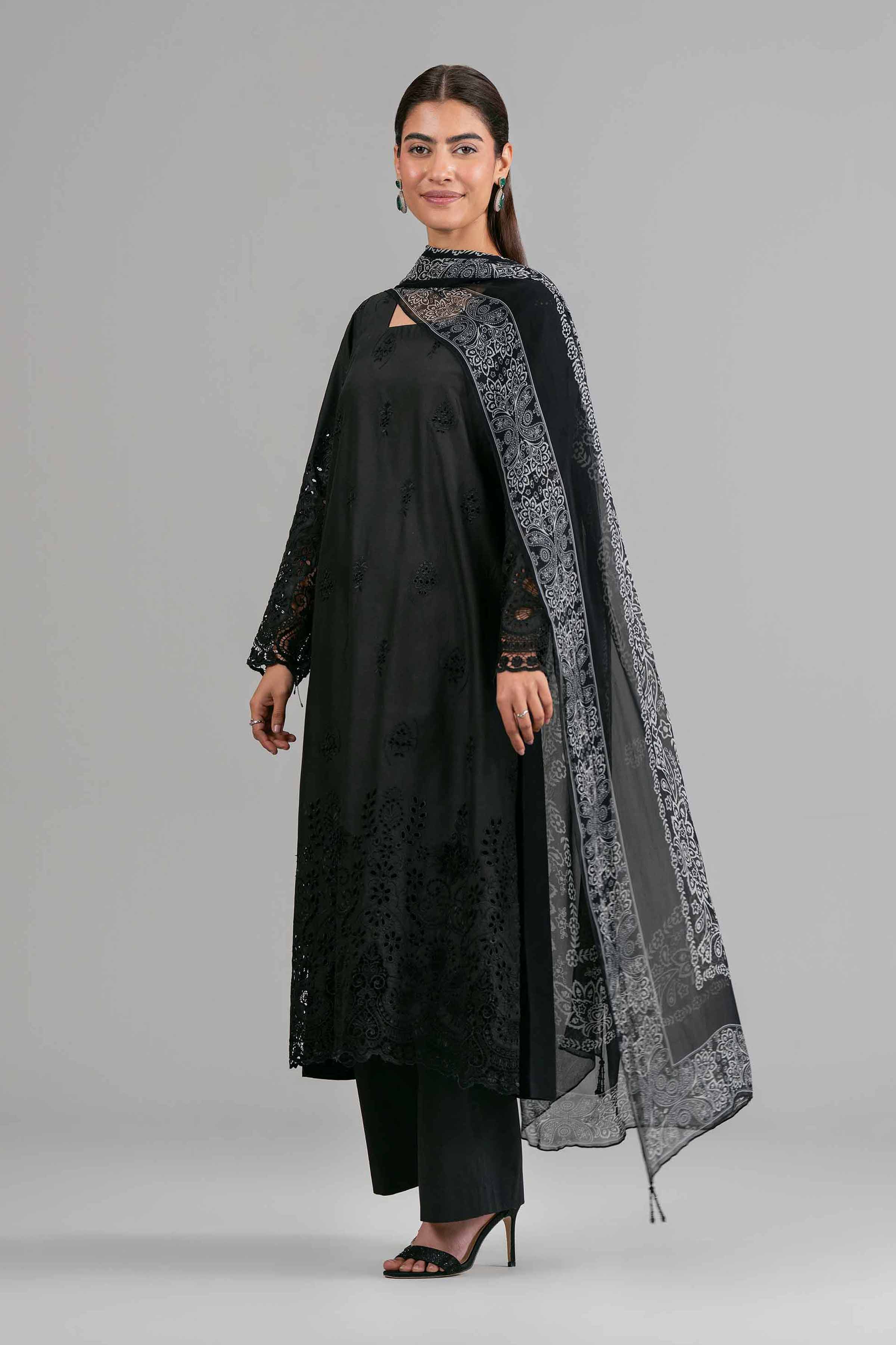 3 Piece - Printed Embroidered Suit - 42619945