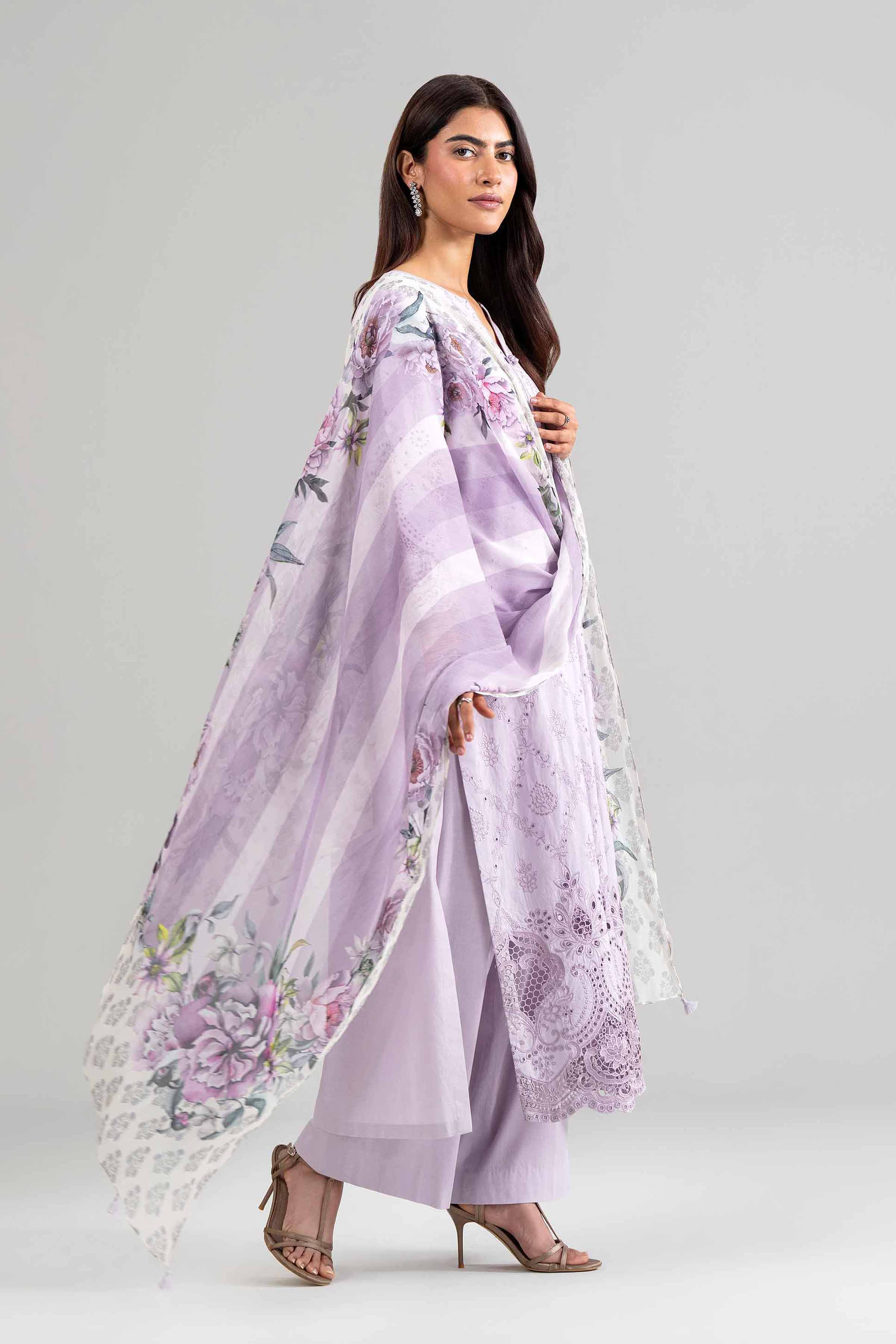 3 Piece - Printed Embroidered Suit - 42619948
