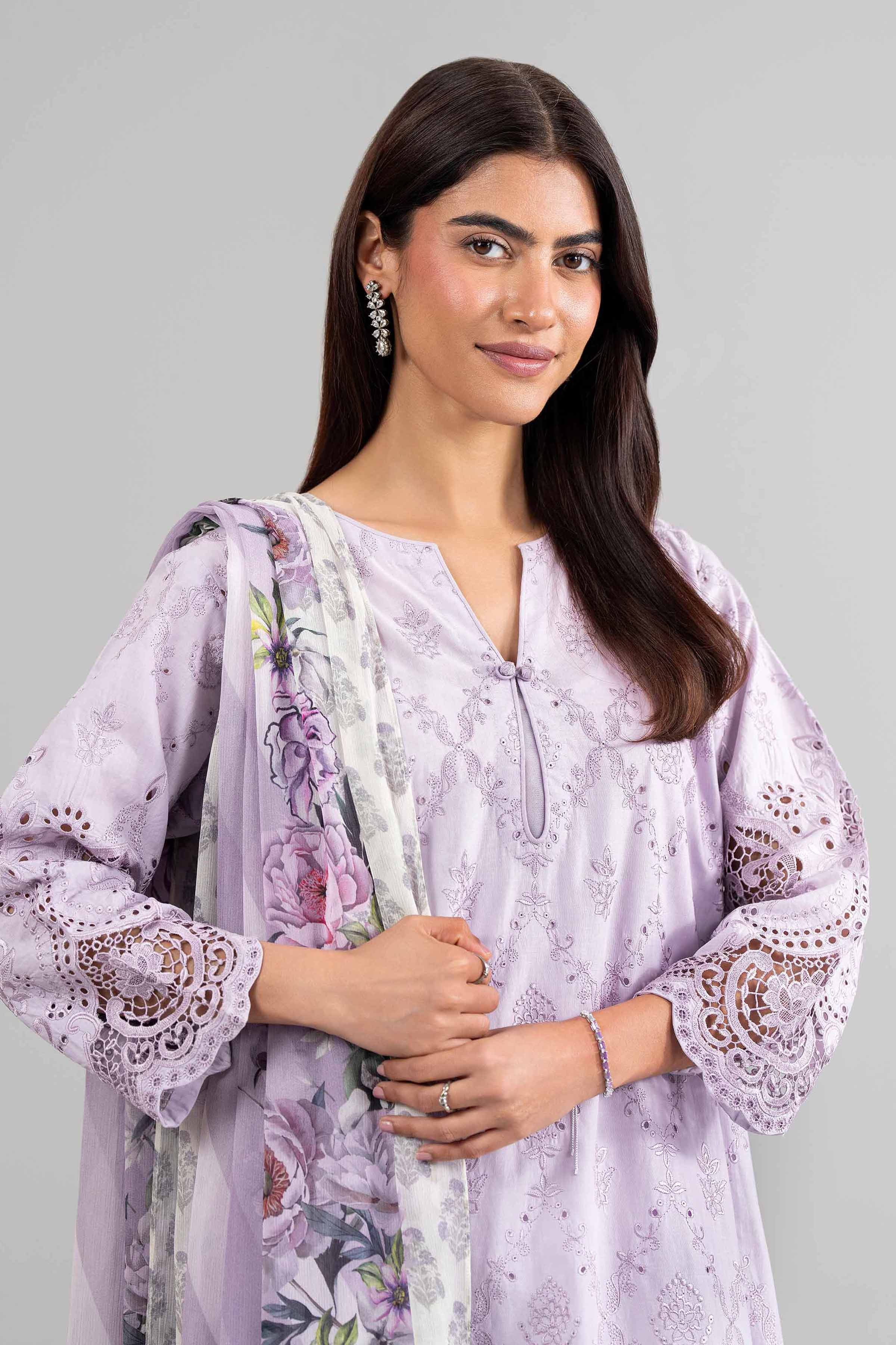 3 Piece - Printed Embroidered Suit - 42619948
