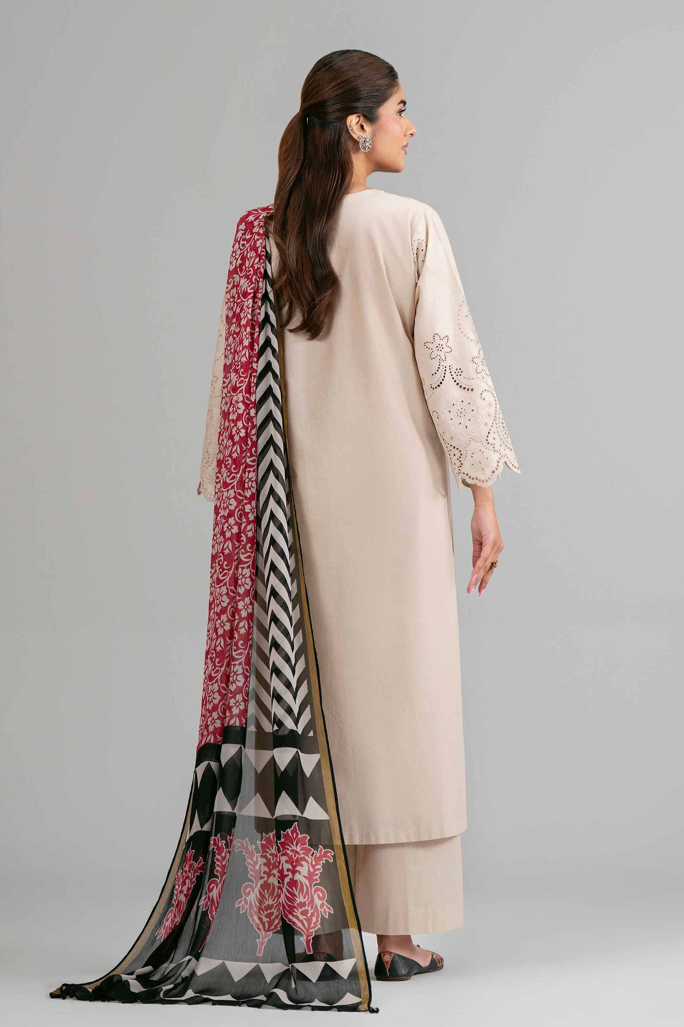 3 Piece - Printed Embroidered Suit - 42619949