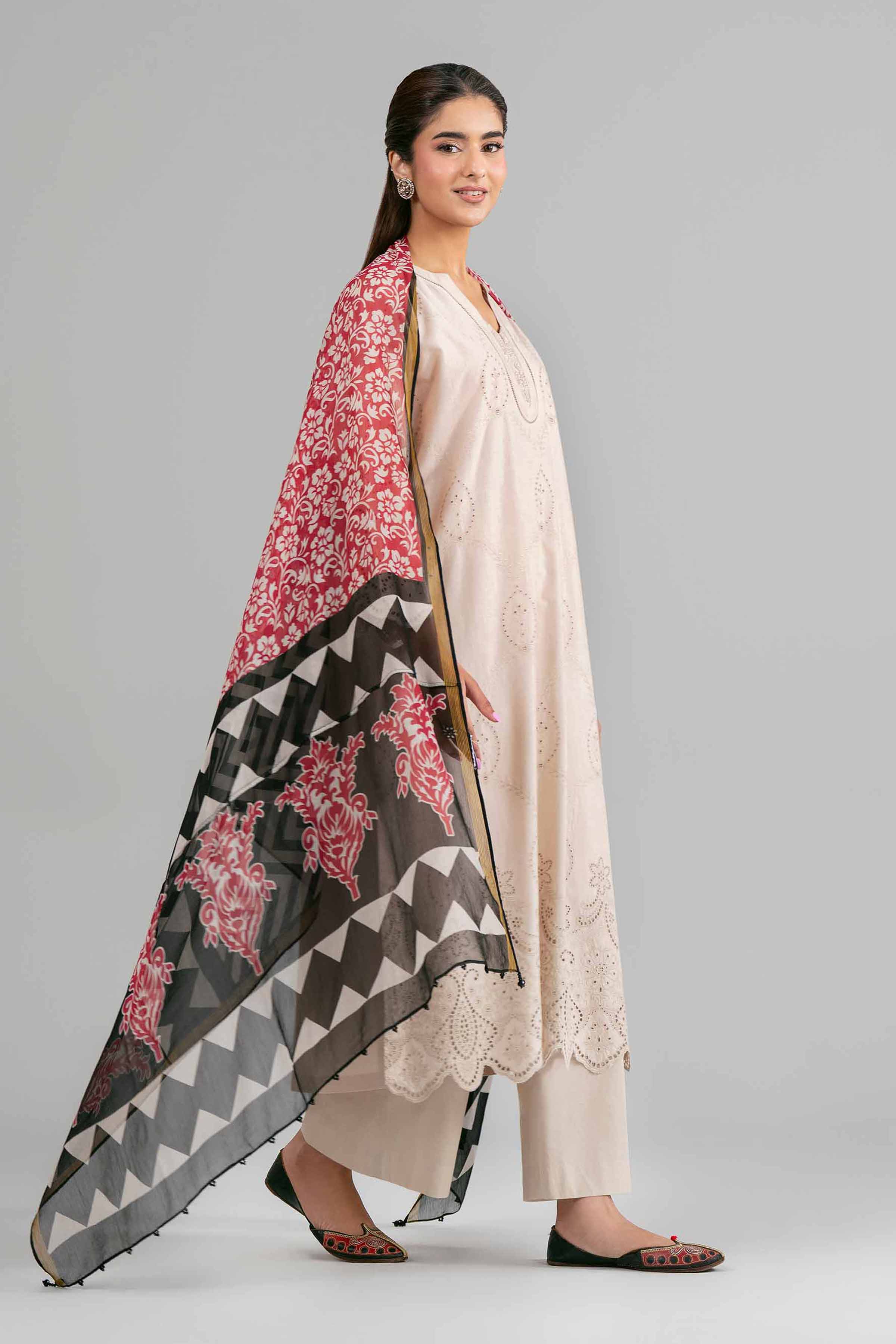 3 Piece - Printed Embroidered Suit - 42619949