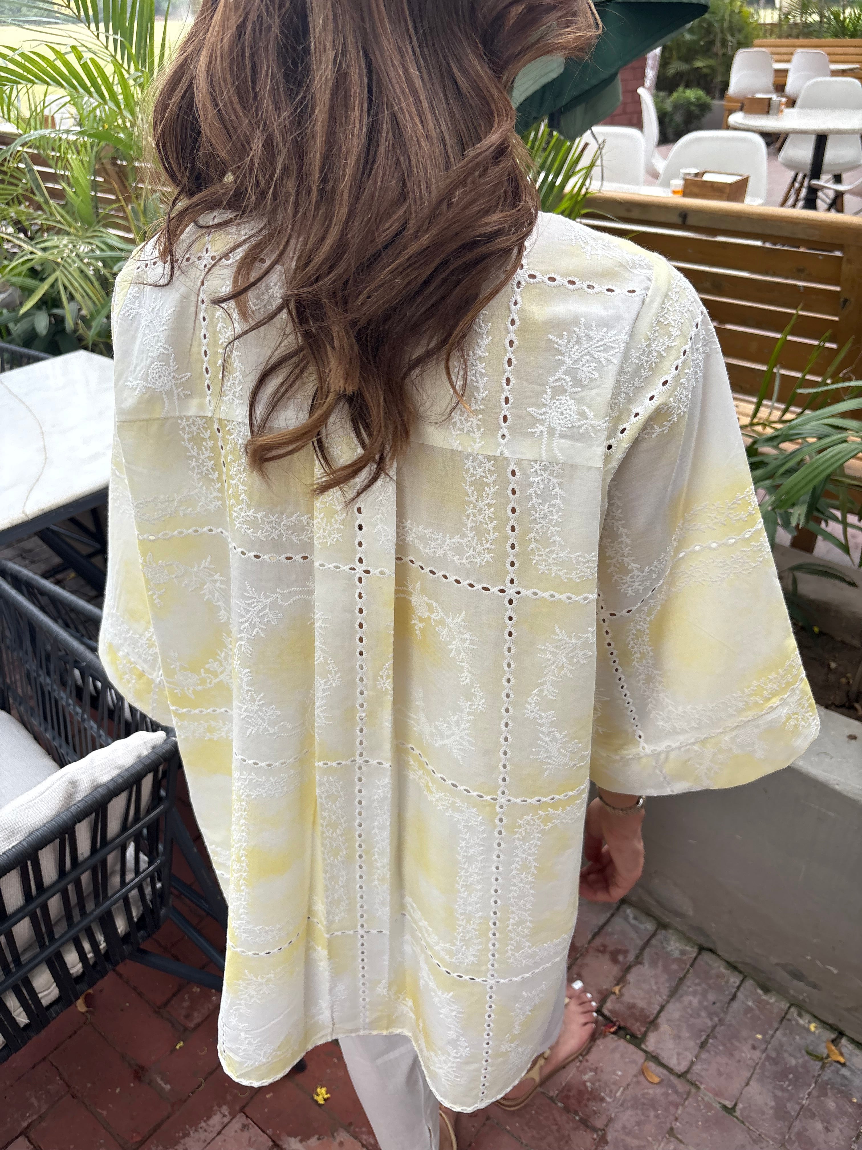 Yellow Tie & Dye Chikankari Toby