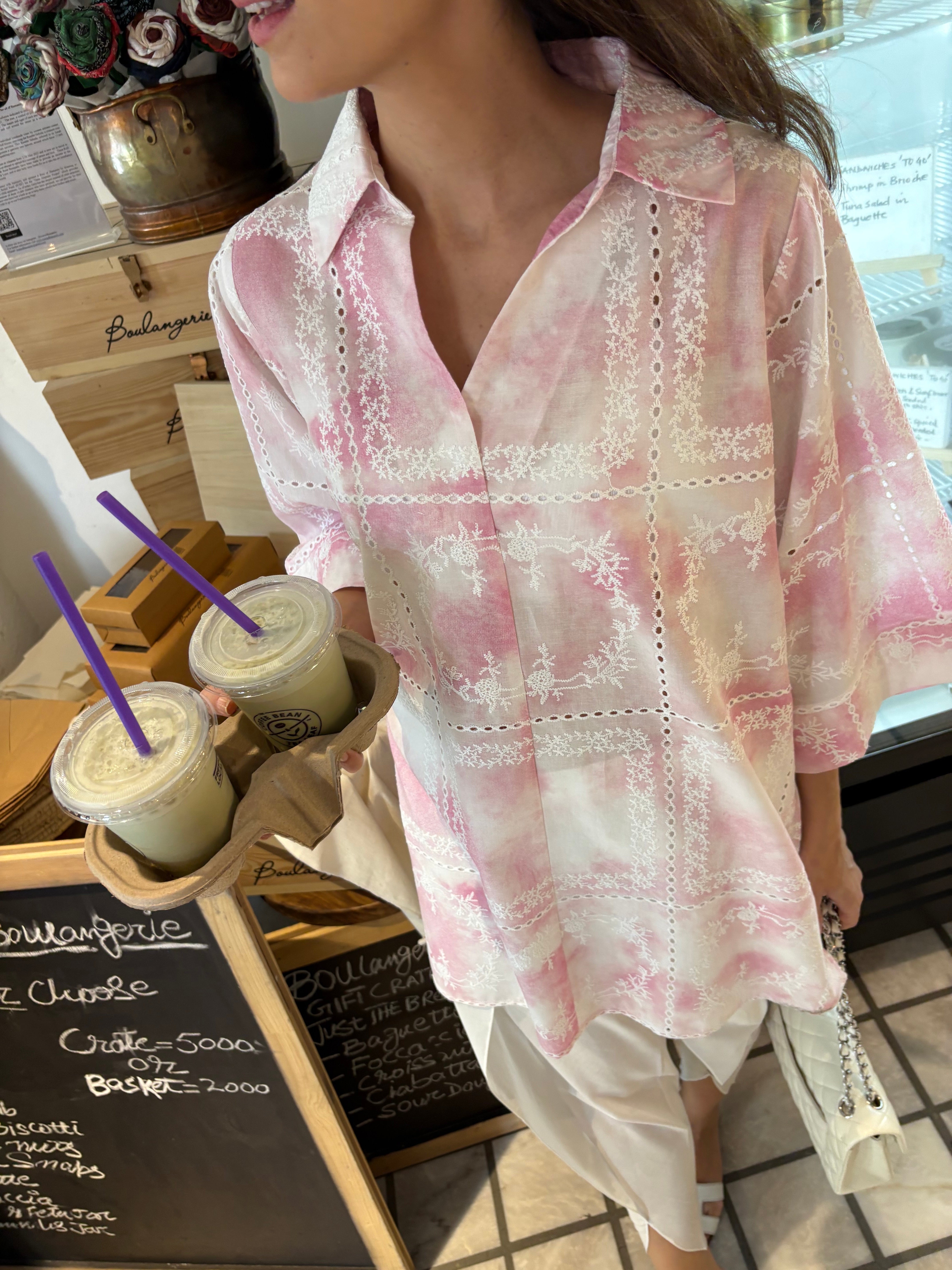 Pink Tie & Dye Chikankari Toby (RTS)