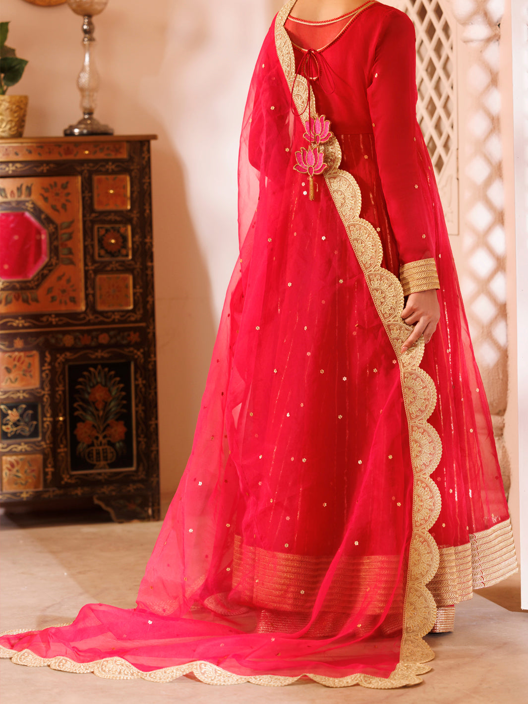 Pink Organza Formal 3Pc Stitched - AL-3PS-LS-483