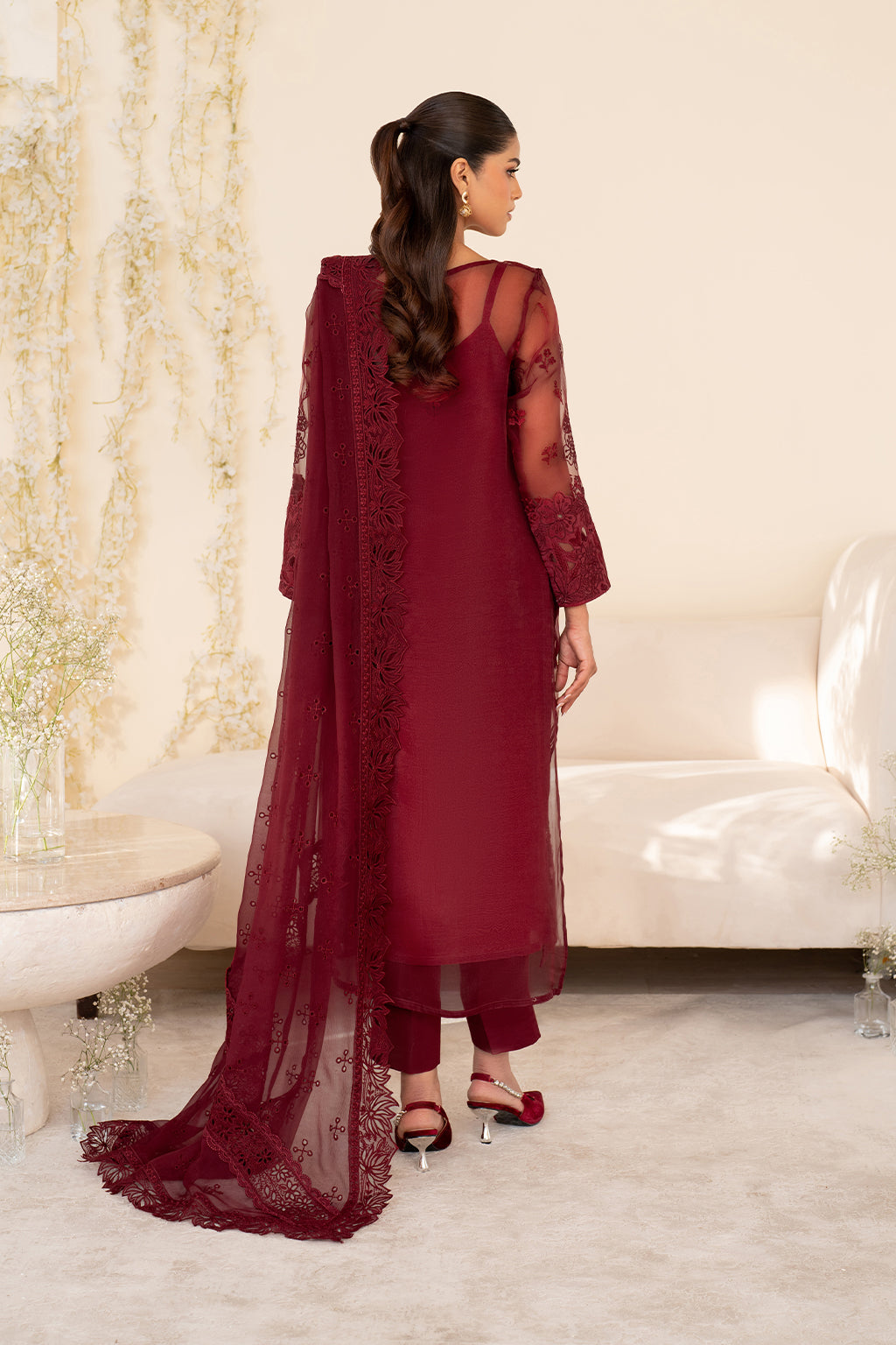 UE-438 Embroidered Pure Organza