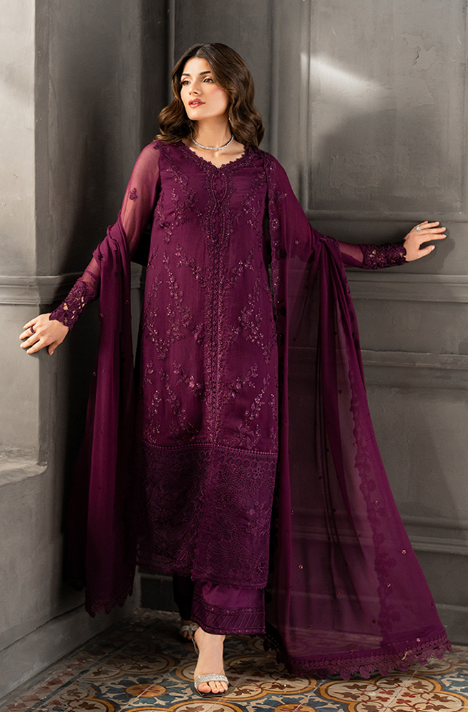 Azure Wedding Festive Luxury Chiffon Embroidered Collection Rose Noir