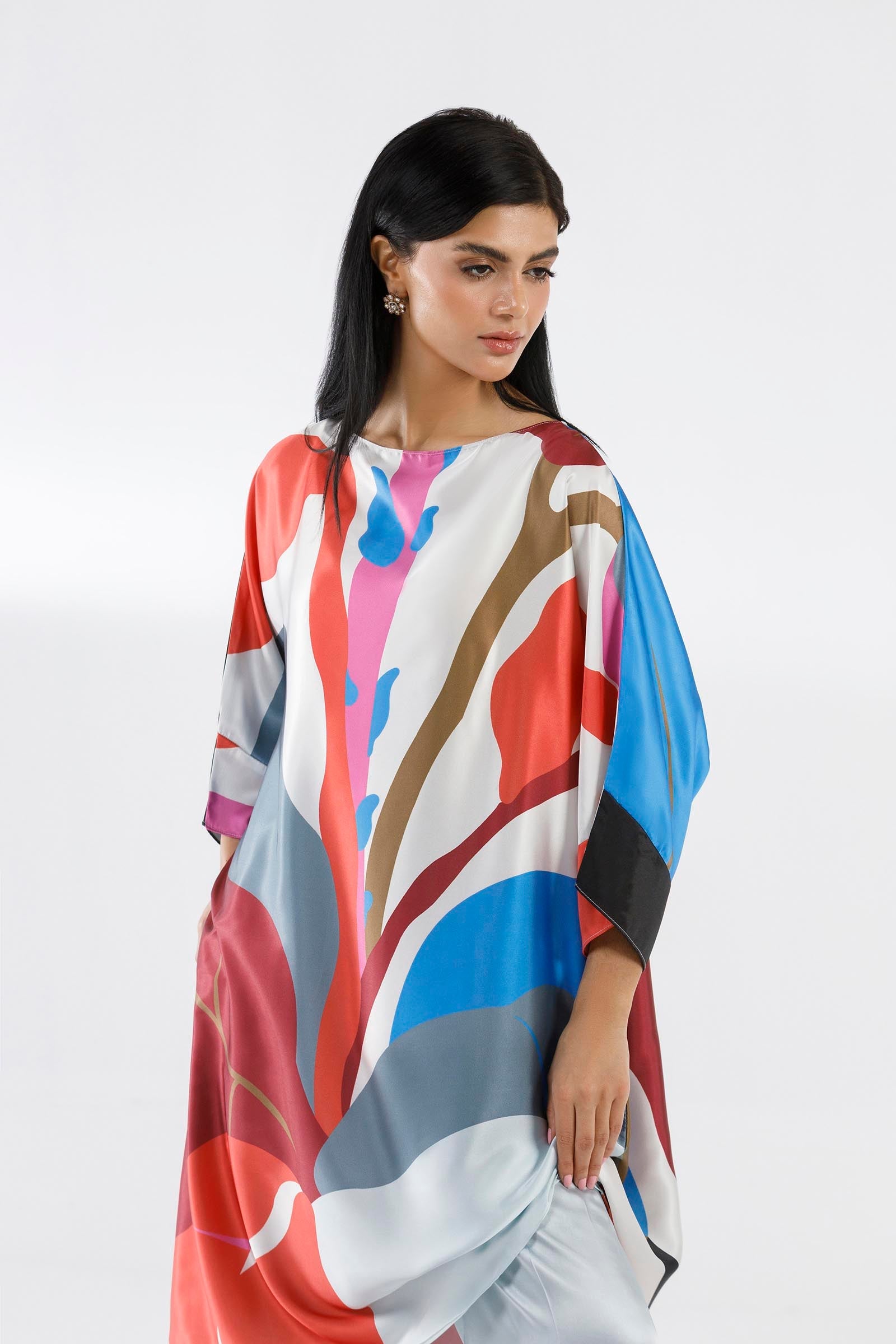 Stitched Printed Satin Shirt+ Culotte