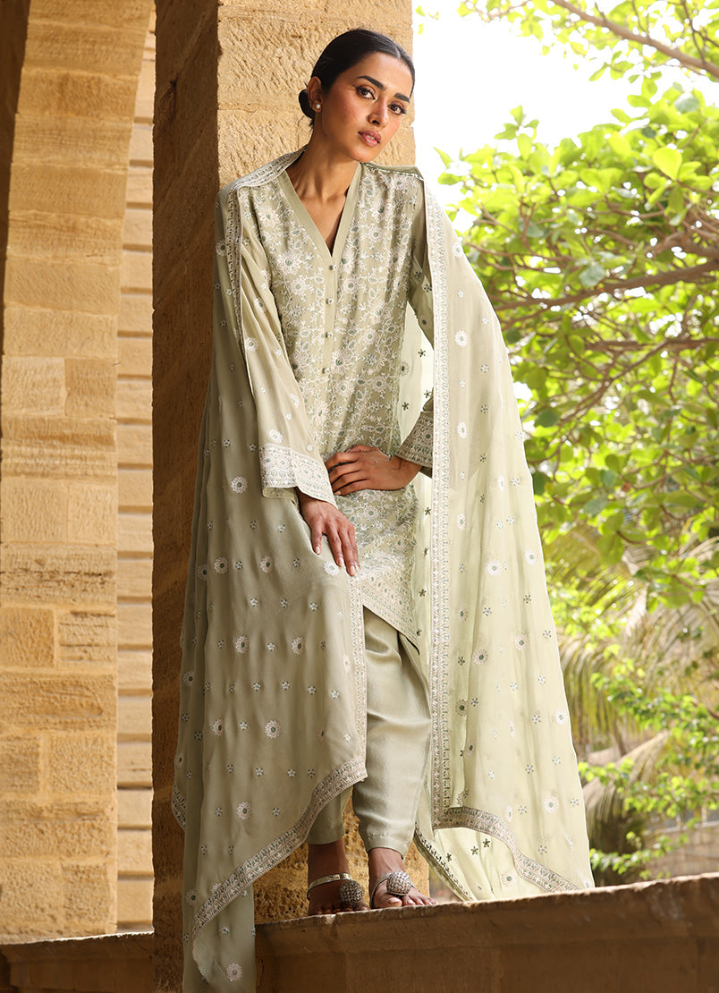 3 PC Chiffon Embroidered Suit12450501360030