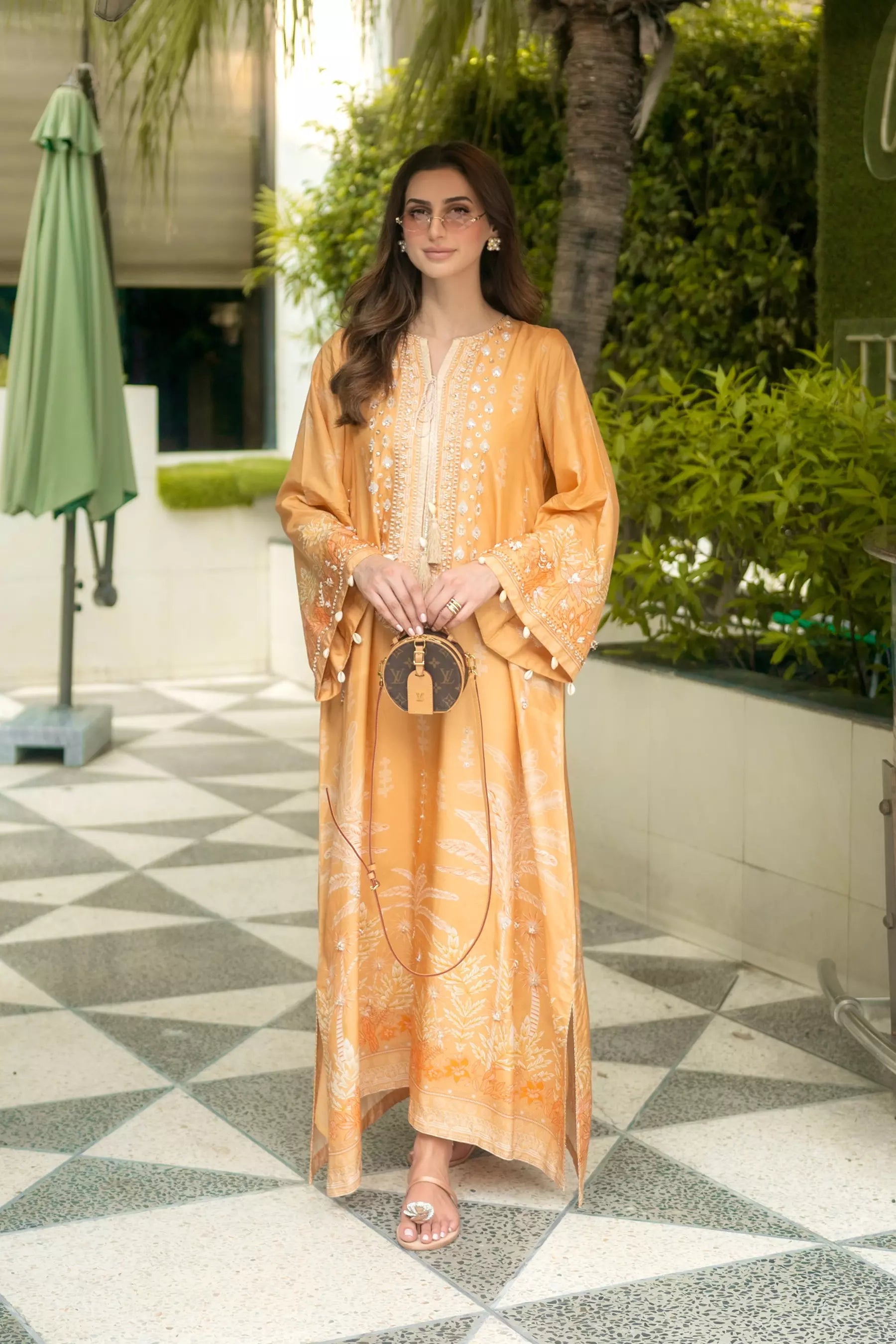 Caramel Ivory Elegance Kaftan (D-04)