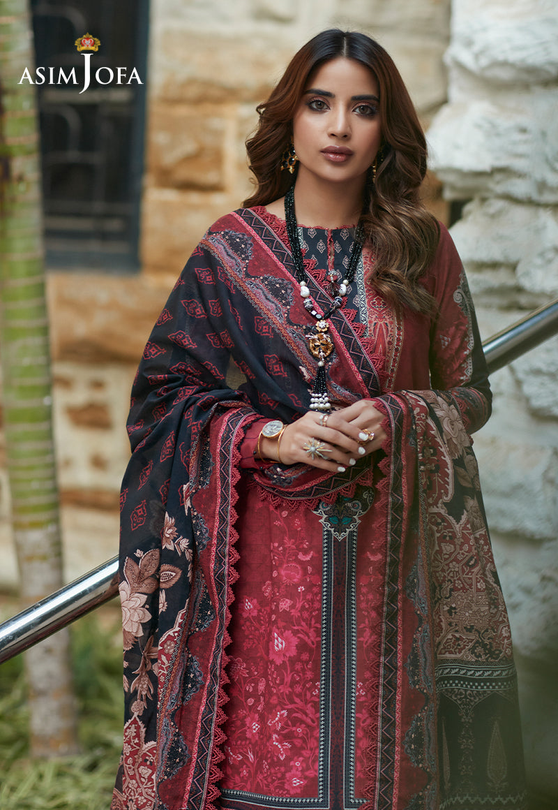AJS-12 DESIGNERS STITCHED PRINTED LAWN 3 PCS