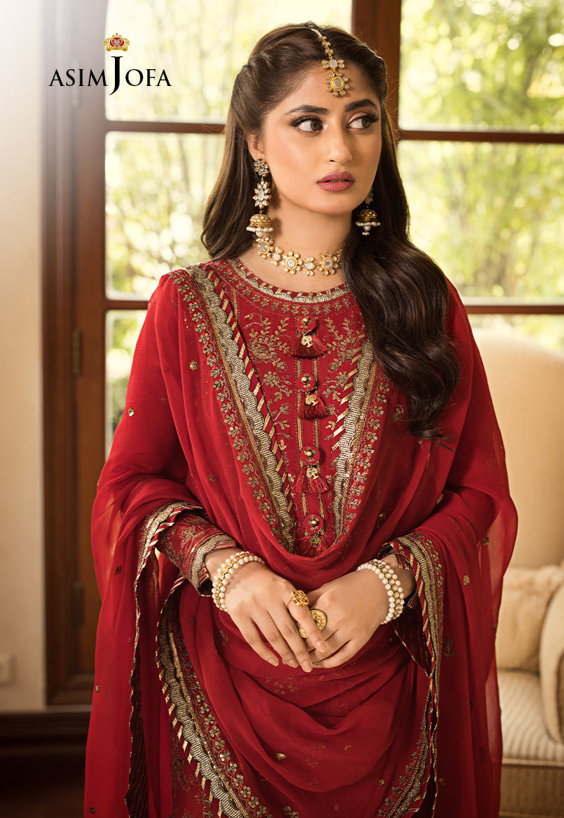 AJJM-07 EMBROIDERED CHANDERI COTTON 3 PCS