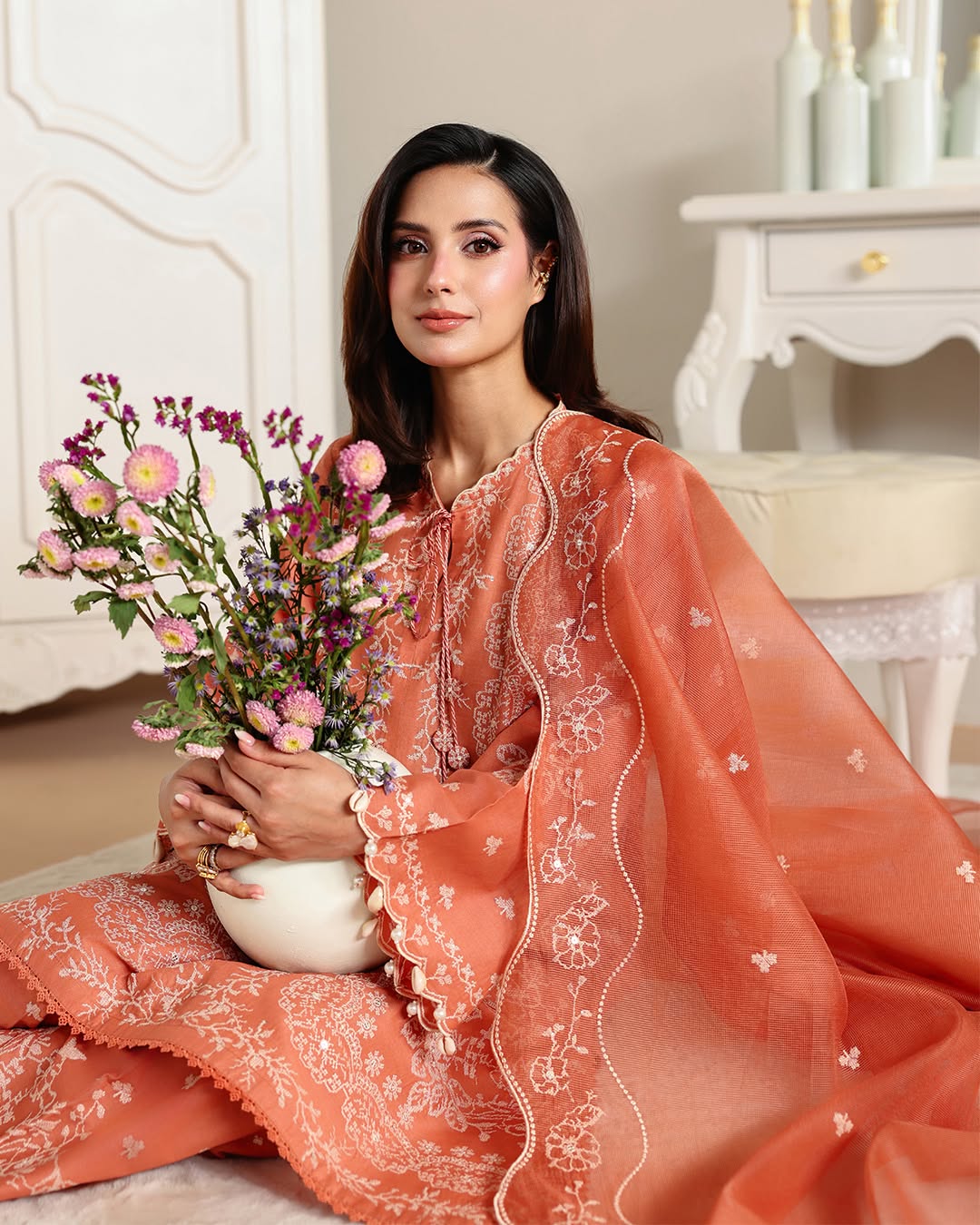 Cross Stitch Luxury Embroidered Lawn Stitched 3Pc Suit AMBER MIST - PA-0065