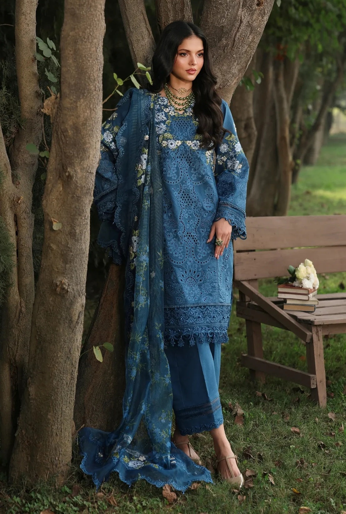 Sardinia - Luxury Lawn Embroidered 3 Piece Unstitched - Blue Blossoms
