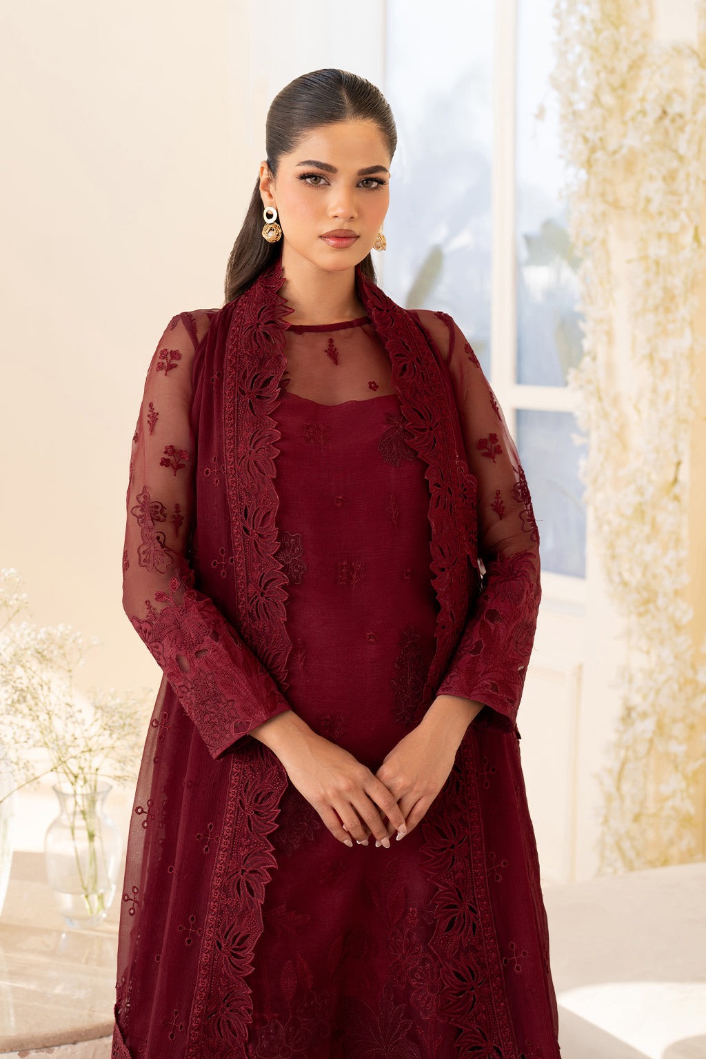 UE-438 Embroidered Pure Organza