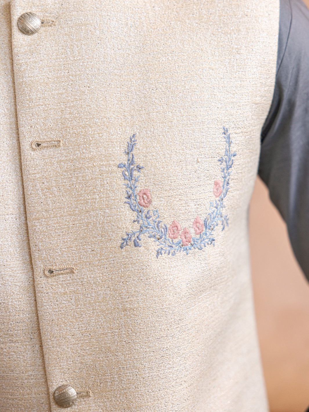 Off White Blended Waistcoat - AL-WC-529