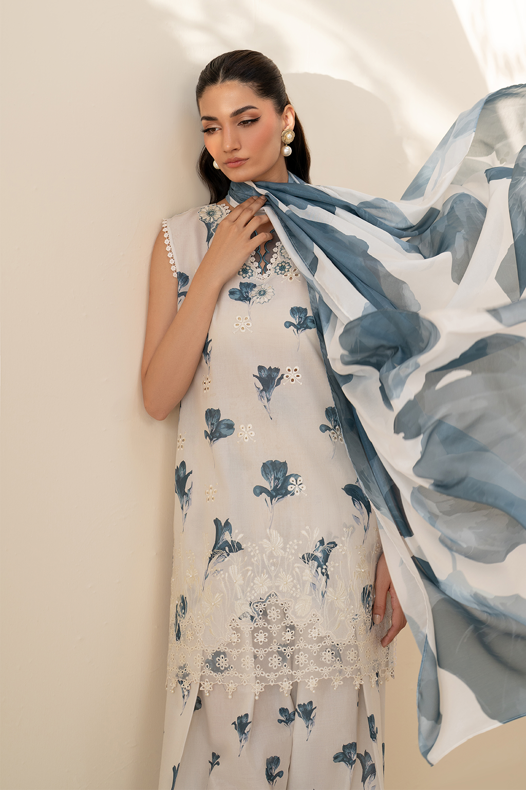 UE-442 Borer Embroidered Printed Lawn