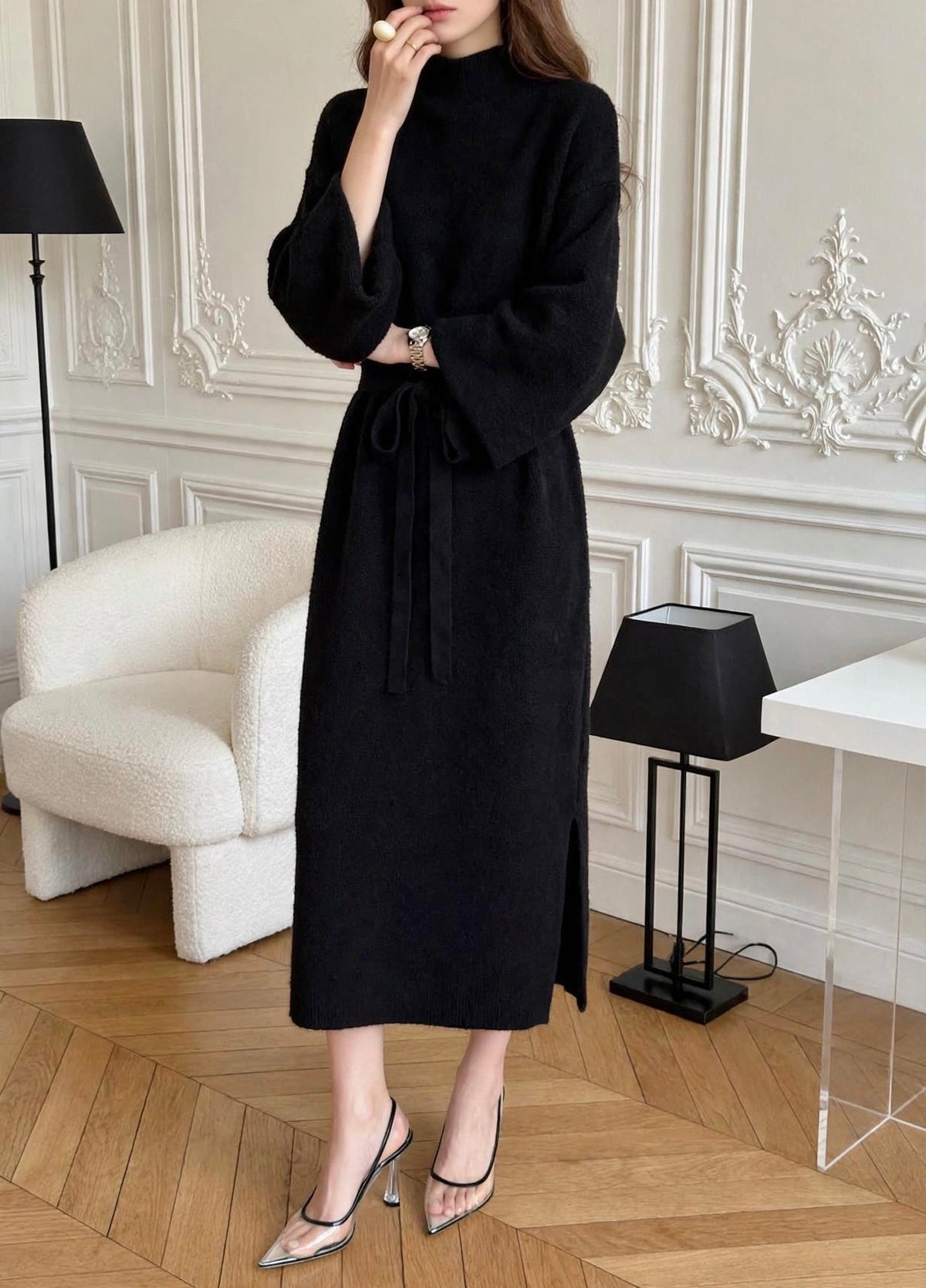 Liya Cable Knit Dress with Belt