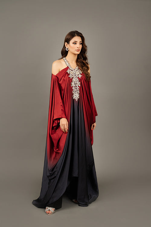 Crystal Neckline Ombrè Kaftan