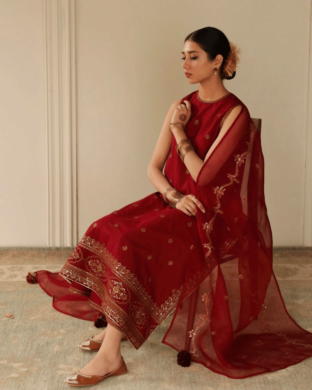 Royal Red Maroon Attire – Luxury 3-Piece Suit for Women