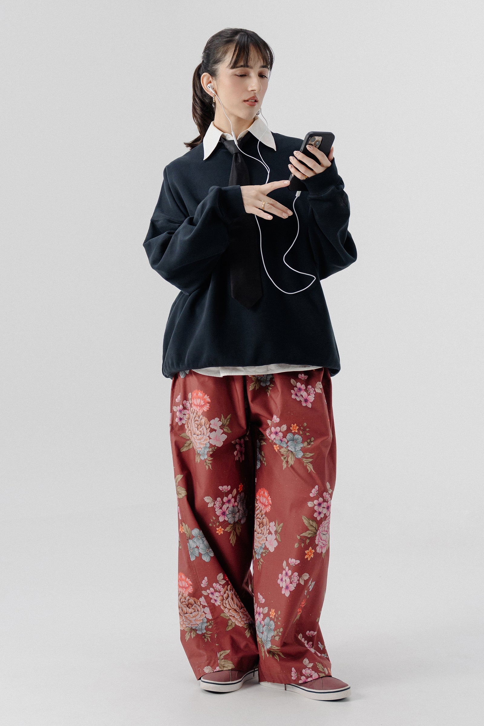 Shalwar Pants - Floral Maroon