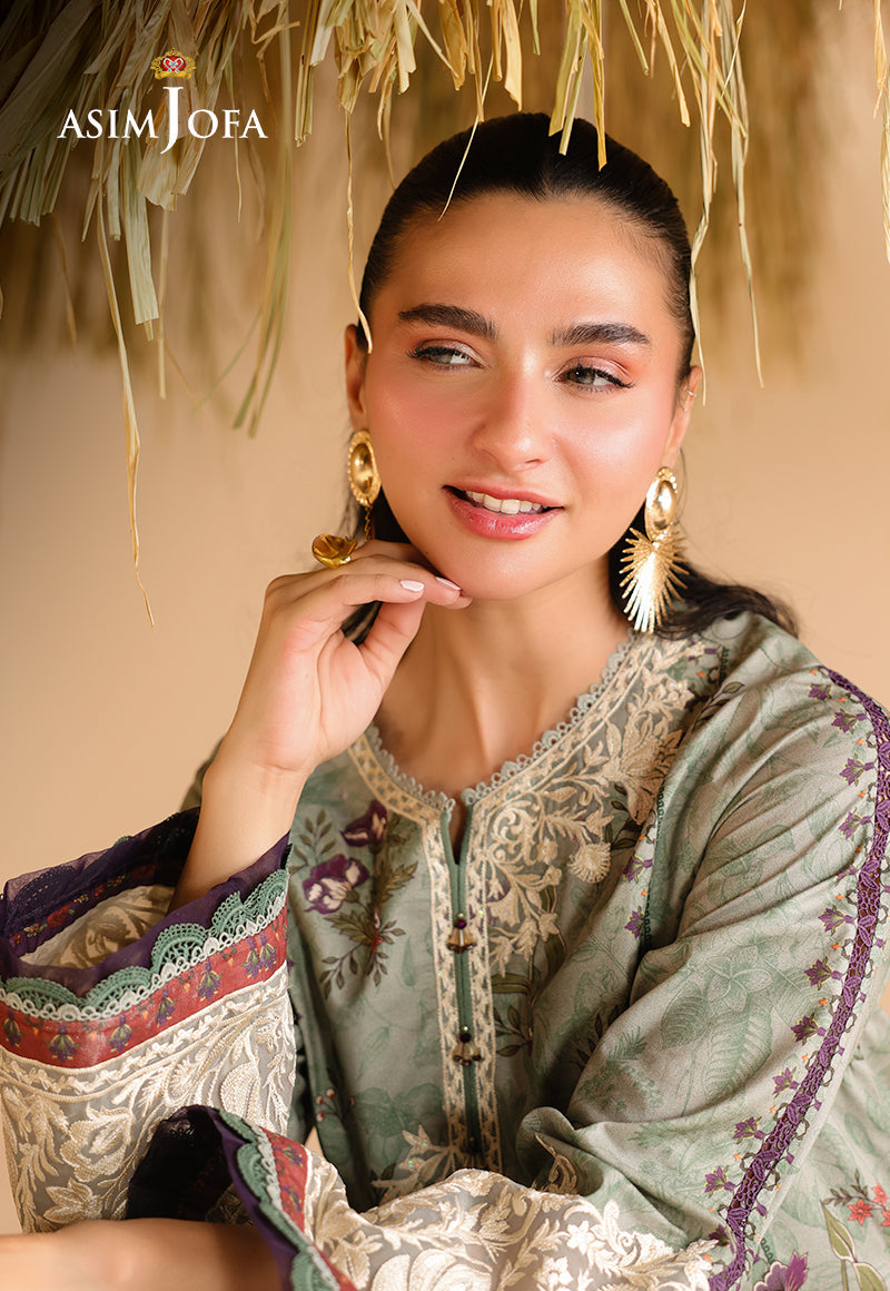 AJUBU-09 Printed Embroidered Lawn 2 Pcs