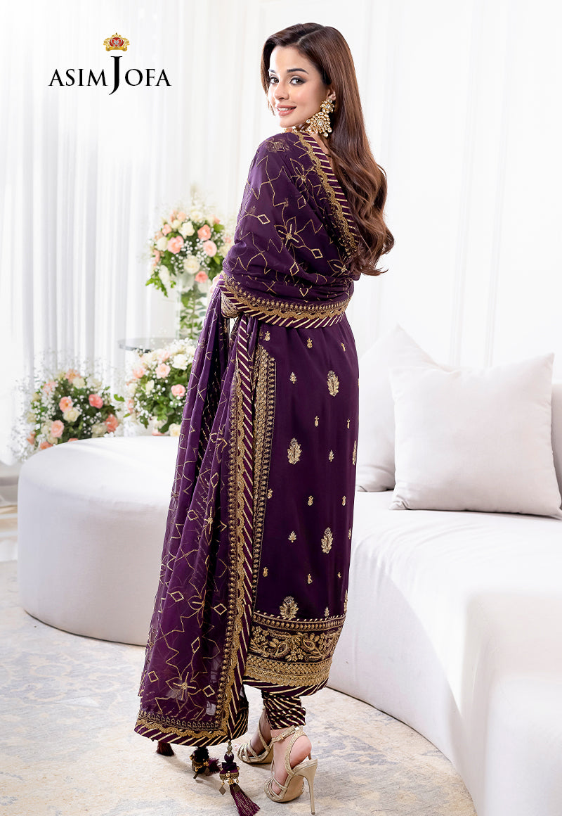 AJJM-06 DESIGNERS STITCHED EMBROIDERED CHIFFON 3 PCS