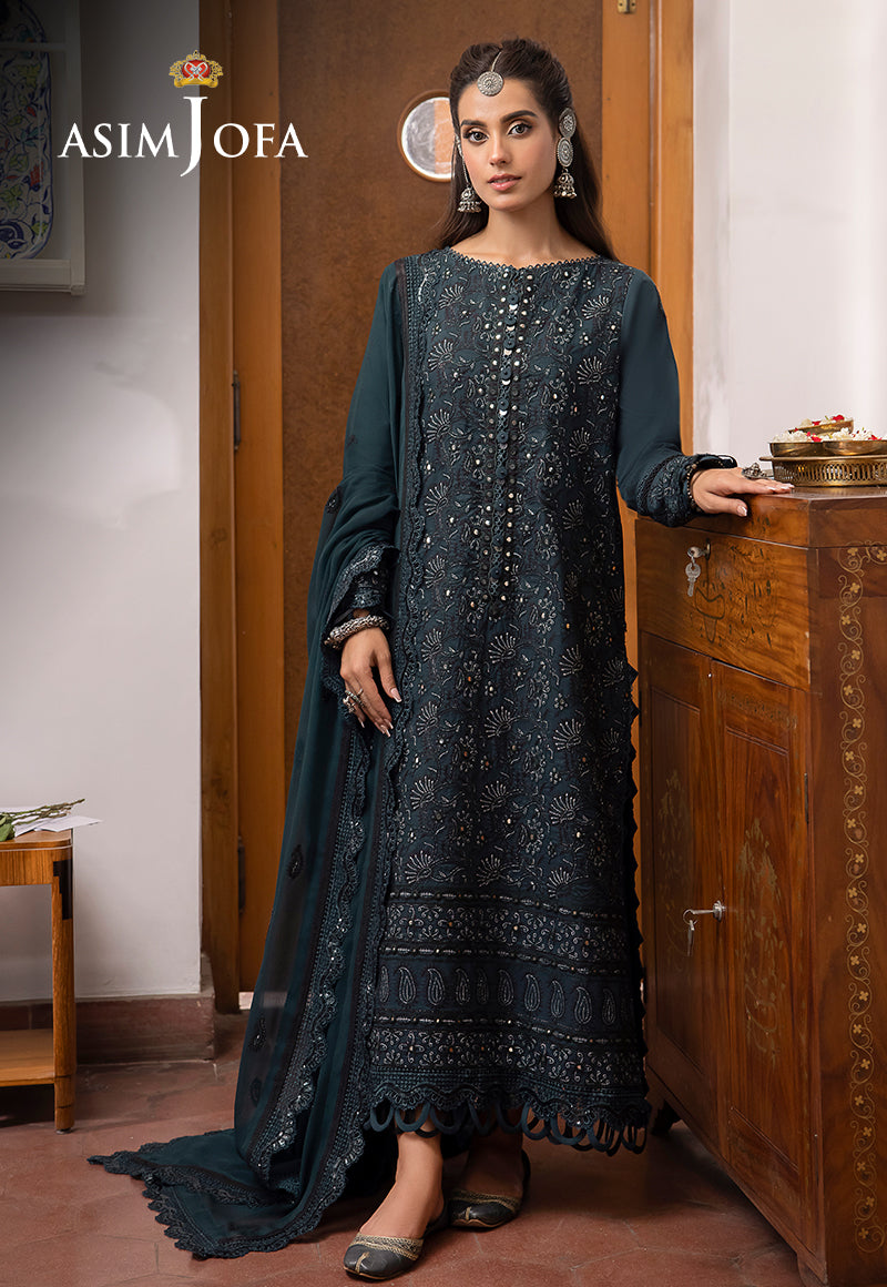 AJSWP-13 STITCHED EMBROIDERED LAWN SILK 3 PCS