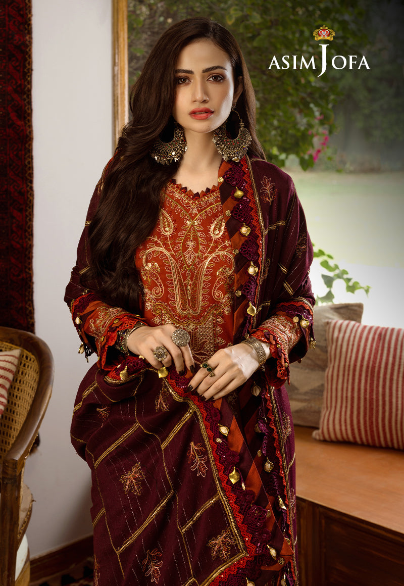 AJKTD-09 EMBROIDERED STITCHED 3 PCS