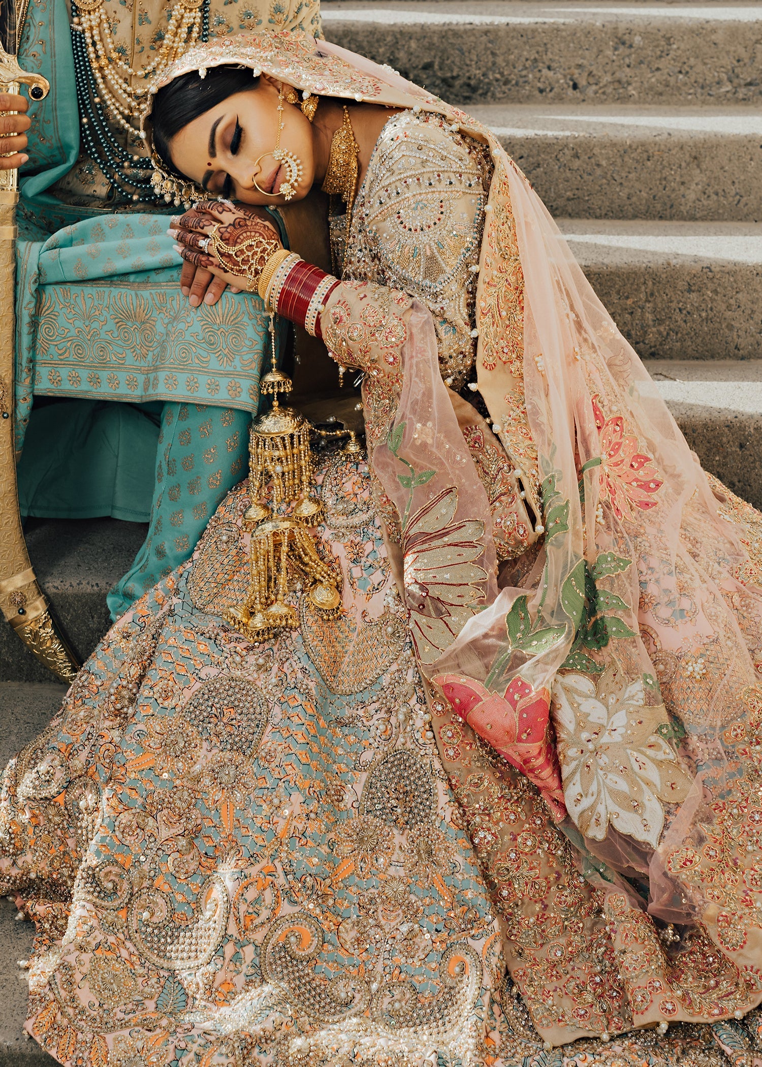 3 Piece Embroidered Tassel Silk Suit
