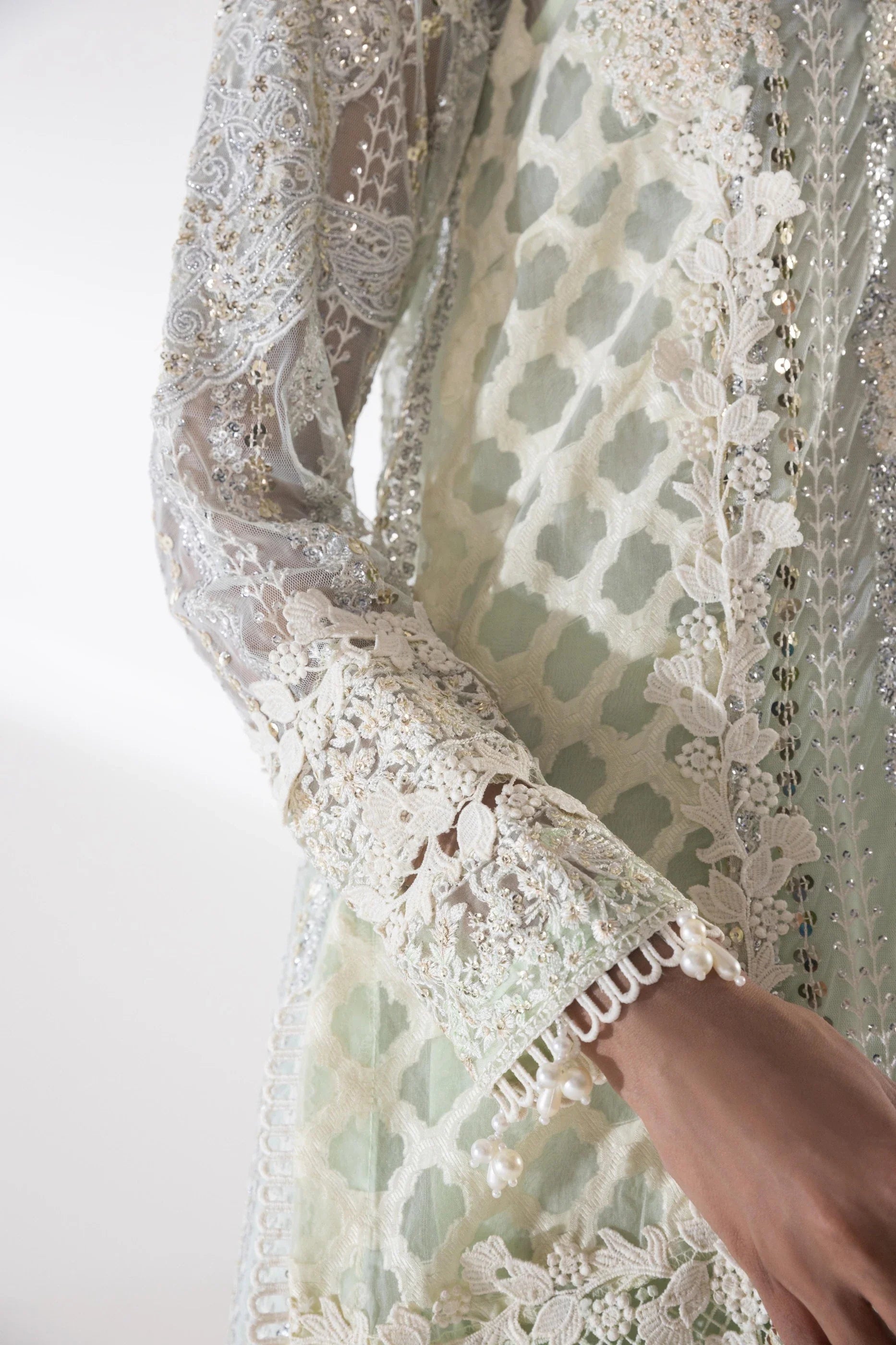 Stitched Embroidered Net Suit