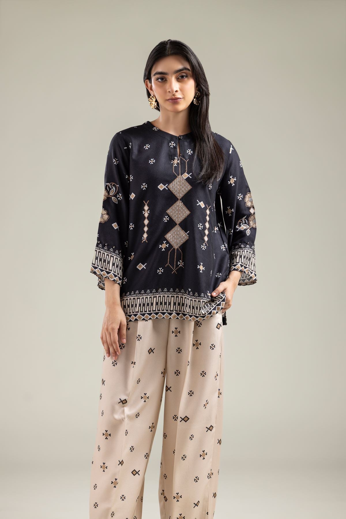 Black Viscose Tunic