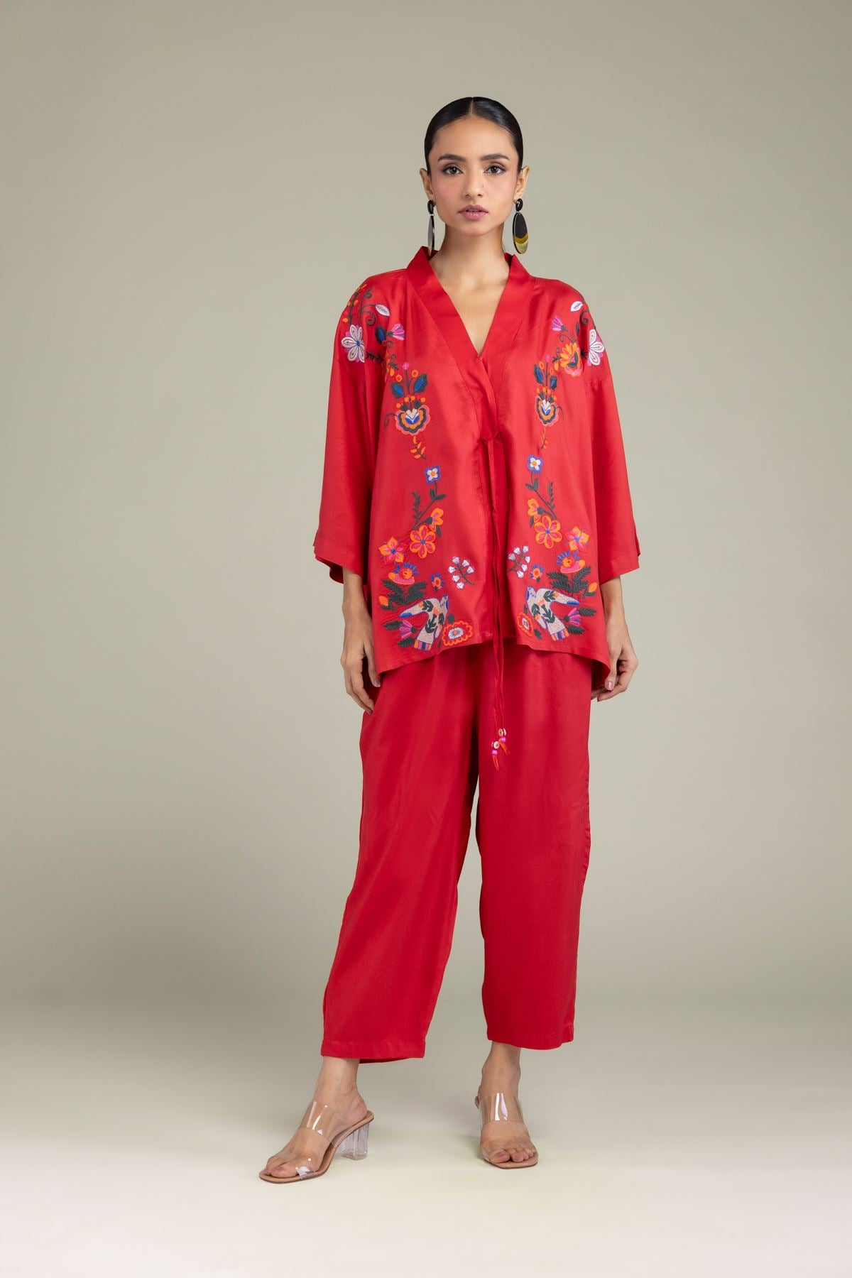Red Viscose Trousers