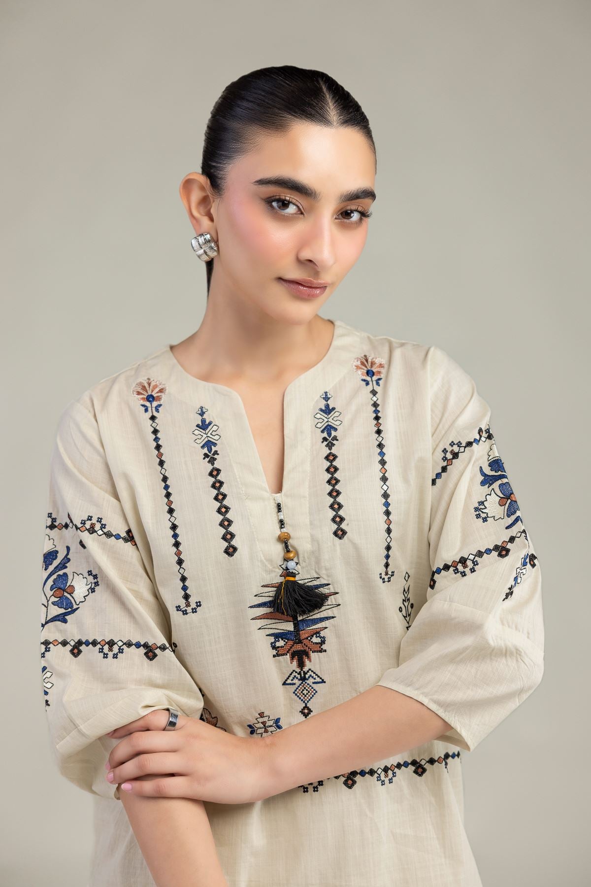 Cotton V-Neck Blouse