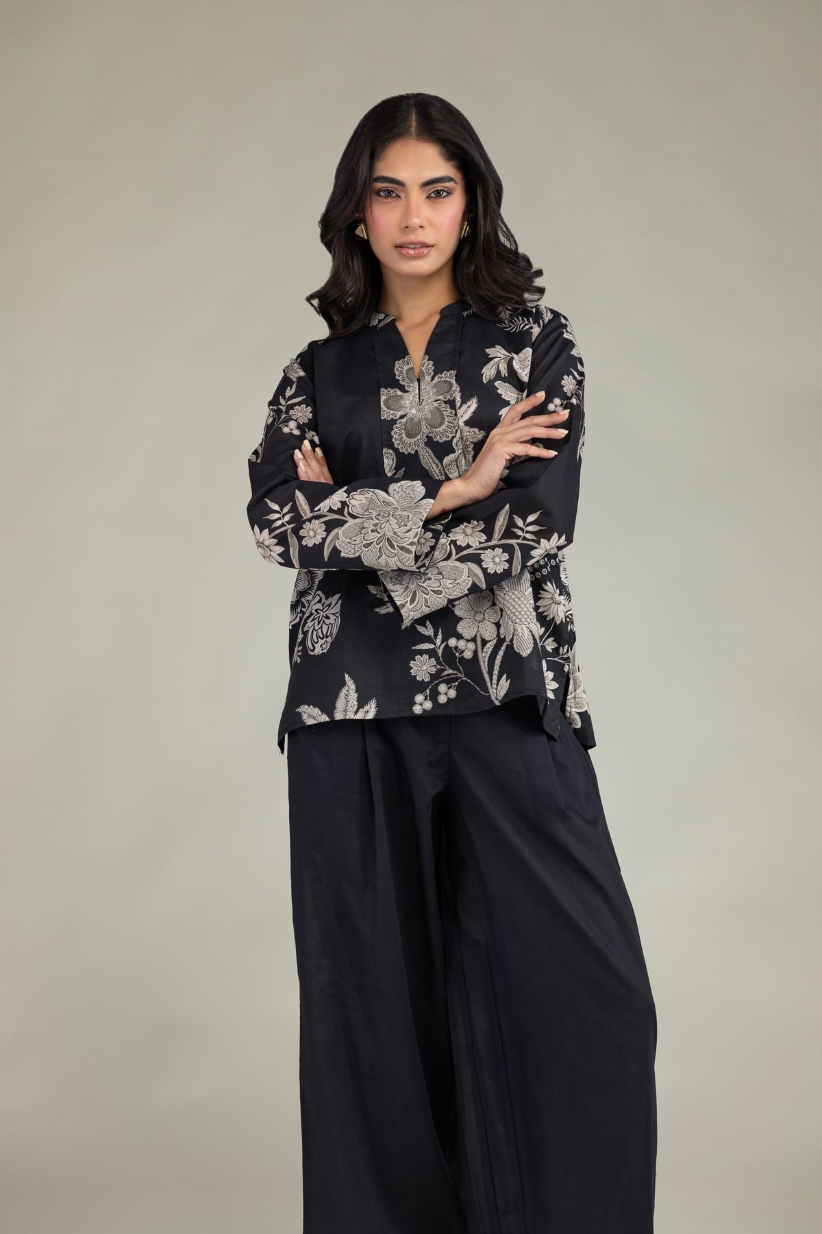 Black Floral Tunic