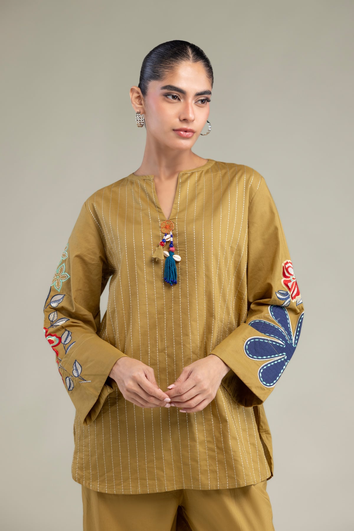 Mustard V‑Neck Tunic