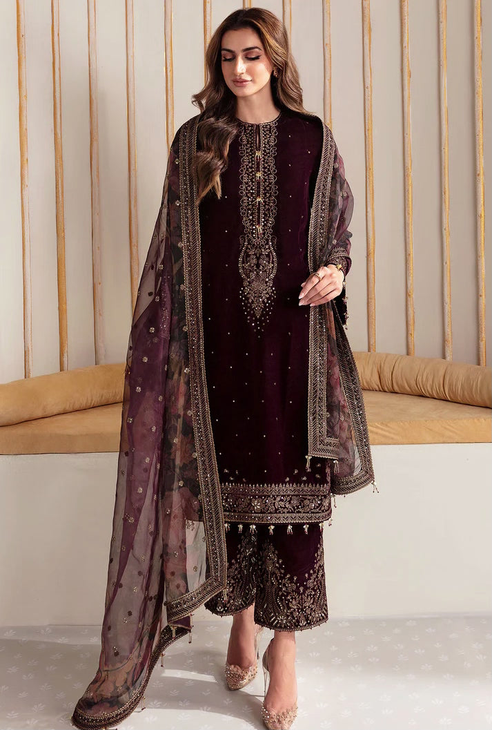 Jazmin Embroidered Velvet Formal 3 Pieces Unstitched JZ-VF-2225 Luxury Collection