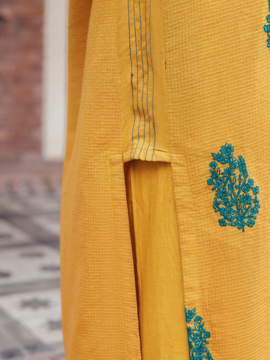 Yellow Yarn Dyed 3Pc Stitched - AWP-3PS-653