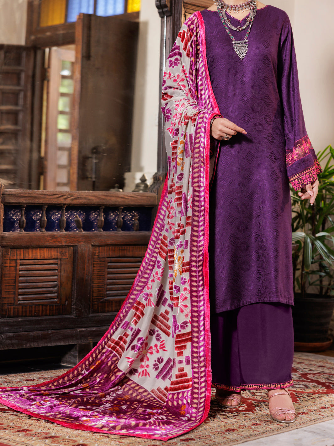 Purple Acrylic 3Pc Stitched - AWP-3PS-657