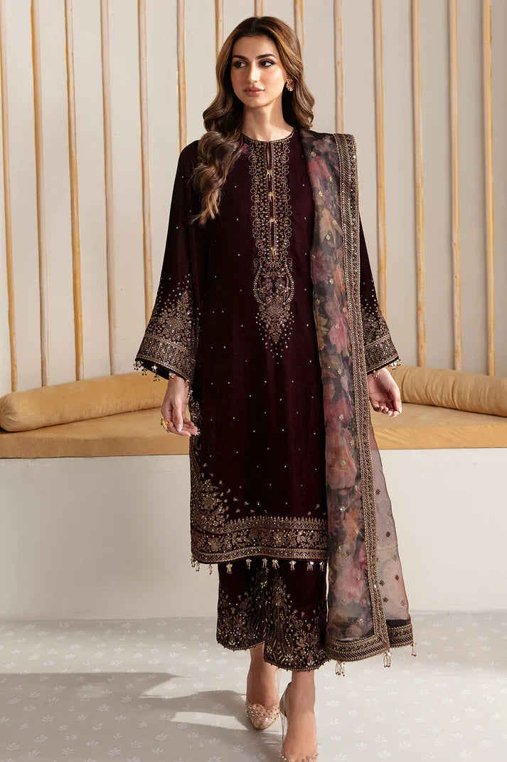 Jazmin Embroidered Velvet Formal 3 Pieces Unstitched JZ-VF-2225 Luxury Collection