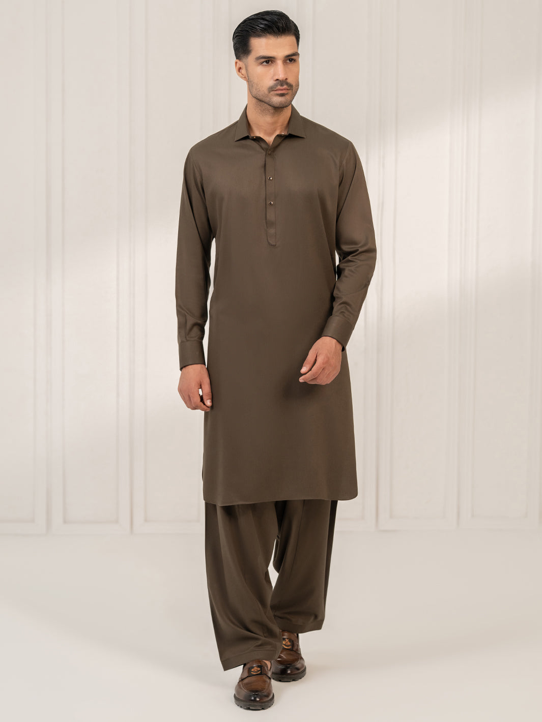 Olive Kameez Shalwar - ALWA-KS-663