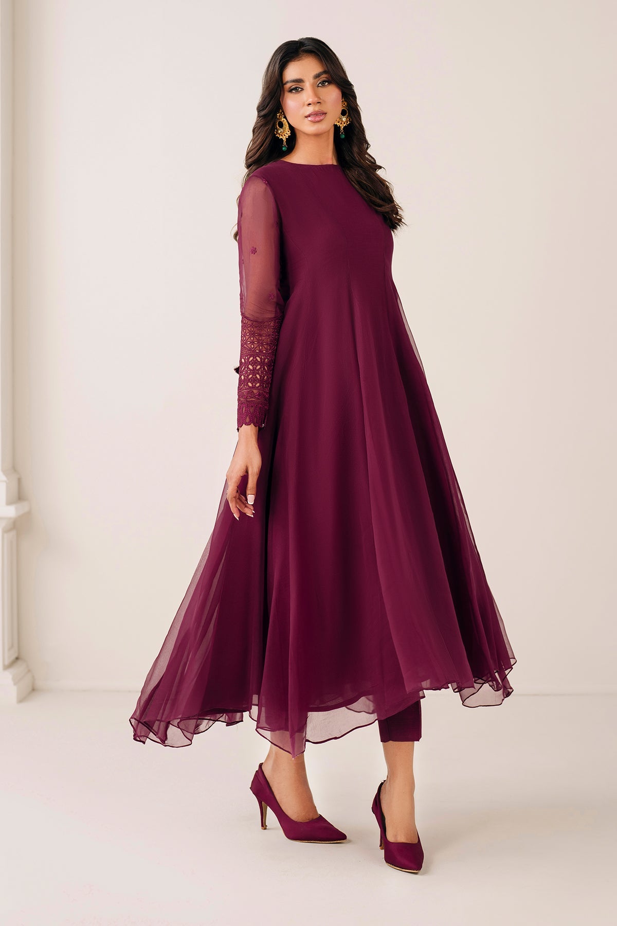 EMBROIDERED CHIFFON FROCK PR-1121