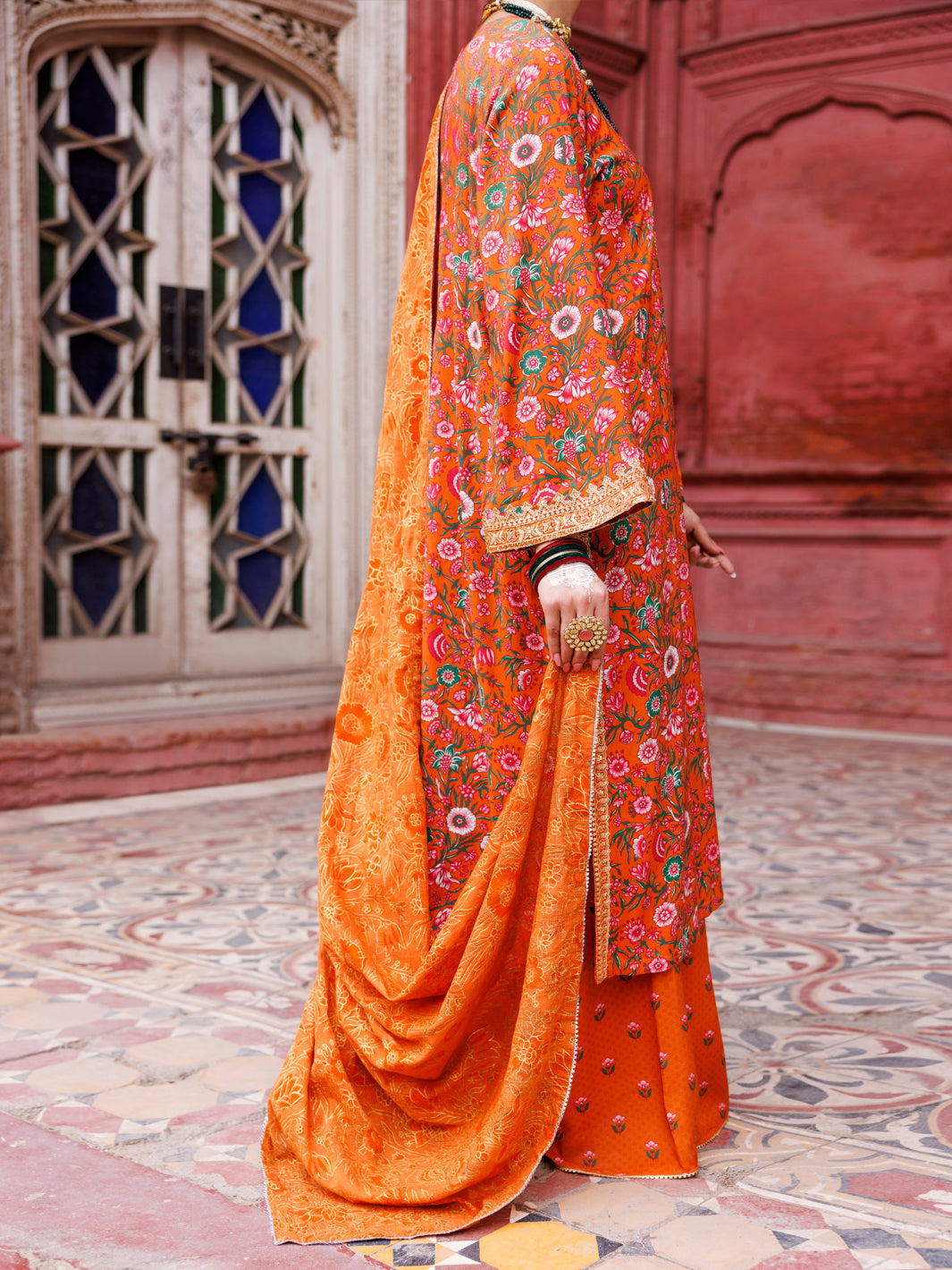Orange Maple Silk 3Pc Stitched - AWP-3PS-670